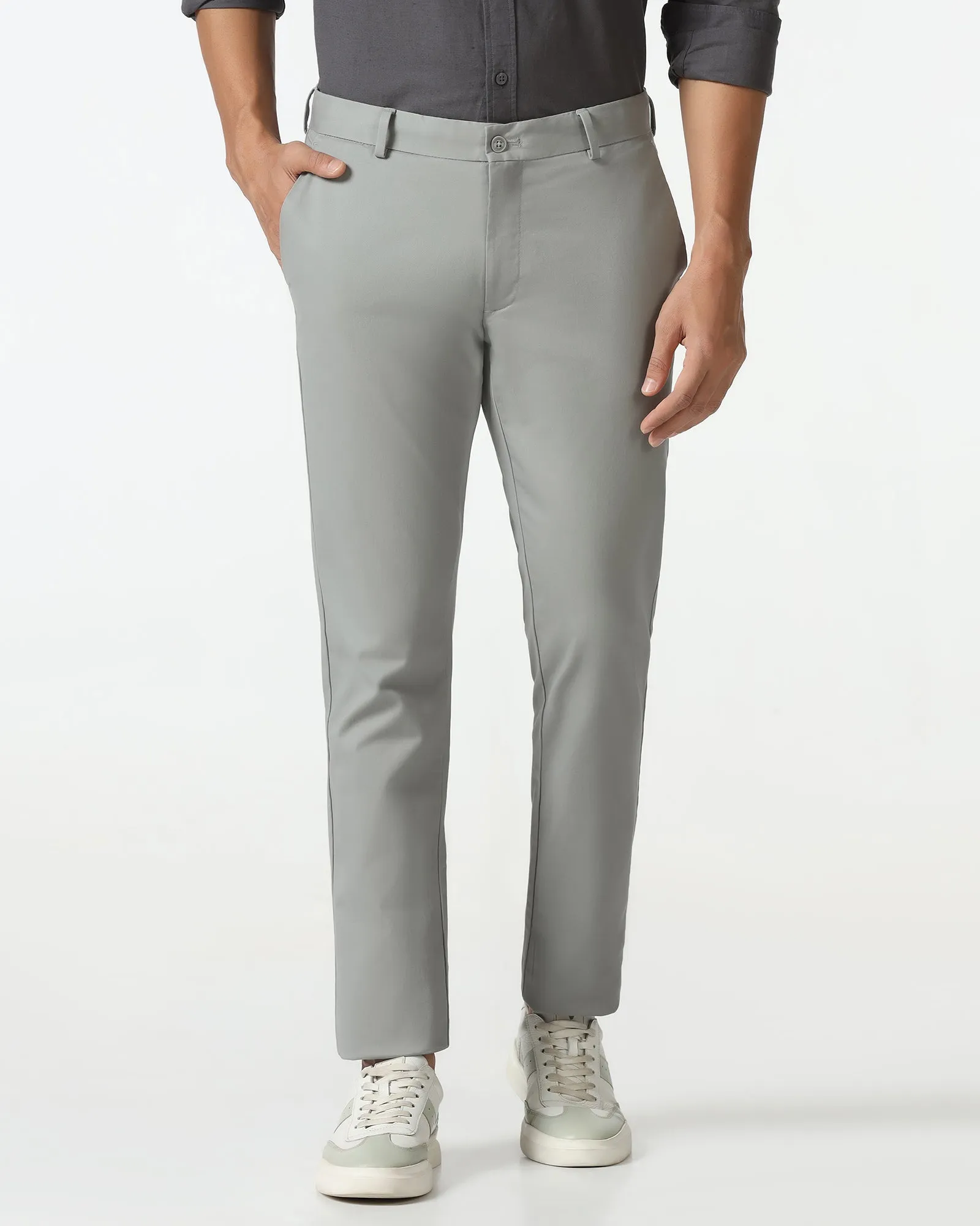 Grey Solid Khakis - Mario Relaxed Lines