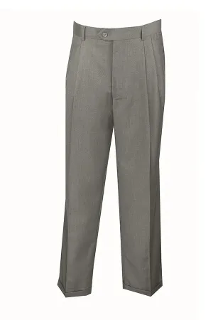Quick Fit Design Body Fit Notions Collection: Men's Dress Pants Regular Fit Double Pleated with Cuffs in Gray