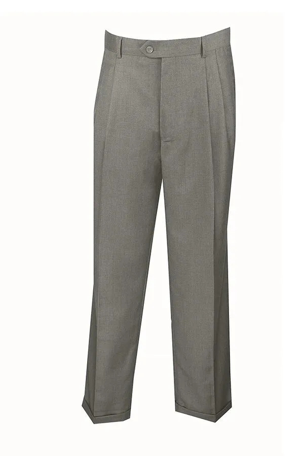 Easy Pack Notions Collection: Men's Dress Pants Regular Fit Double Pleated with Cuffs in Gray