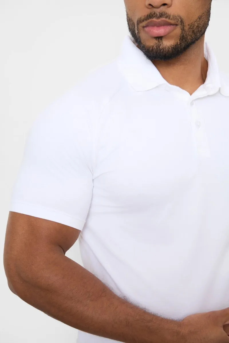 Athletic Fit Polo Shirt in White Street Style