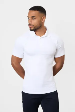 Chic Wear Snap Button Closure Athletic Fit Polo Shirt in White
