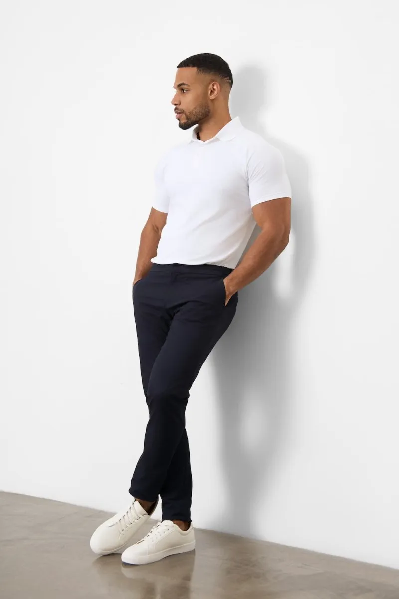 Tri Blend Composition Breathable knit Athletic Fit Polo Shirt in White