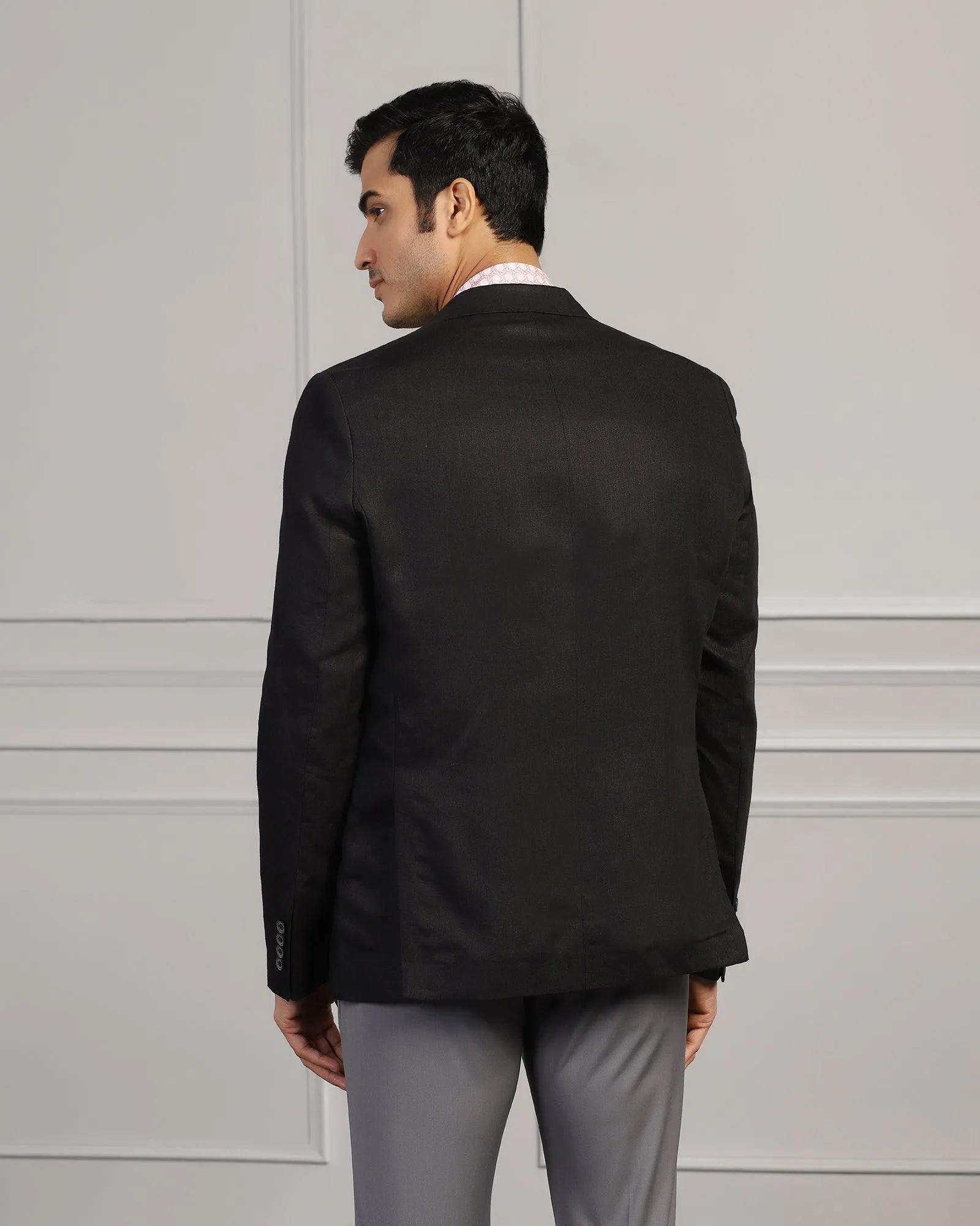 Linen Formal Black Solid Blazer - Jonah UltraQuietMaterial
