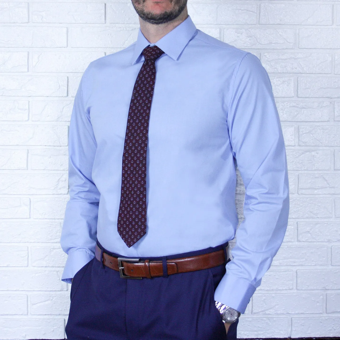 ARTURO Slim Fit Long Sleeve Light Blue Dress Shirt Current Style