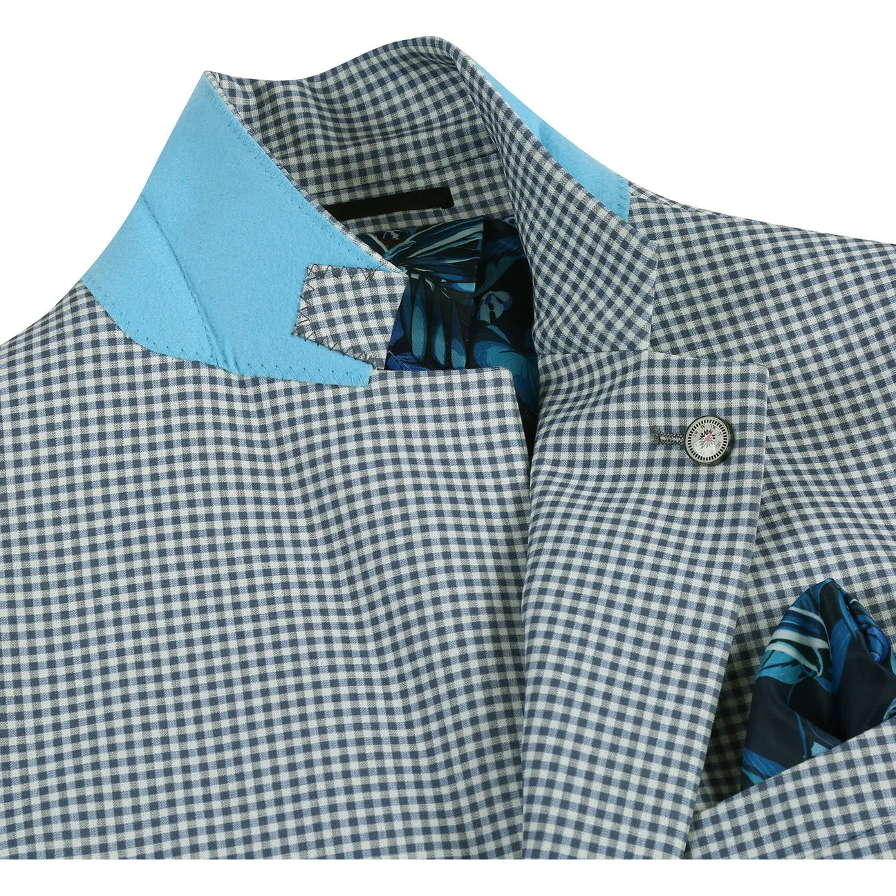 Warm Layers EcoFriendly Water Repellency Pellagio Men's Half Canvas Blazer Blue White PS24-9