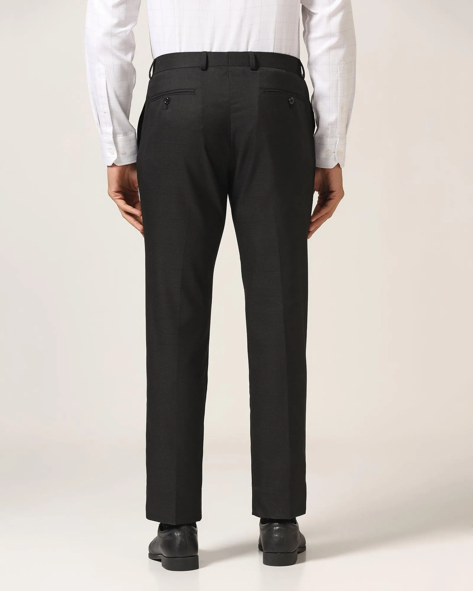 FourWayStretch Flexible Performance Slim Comfort B-95 Formal Black Check Trouser - Optimus