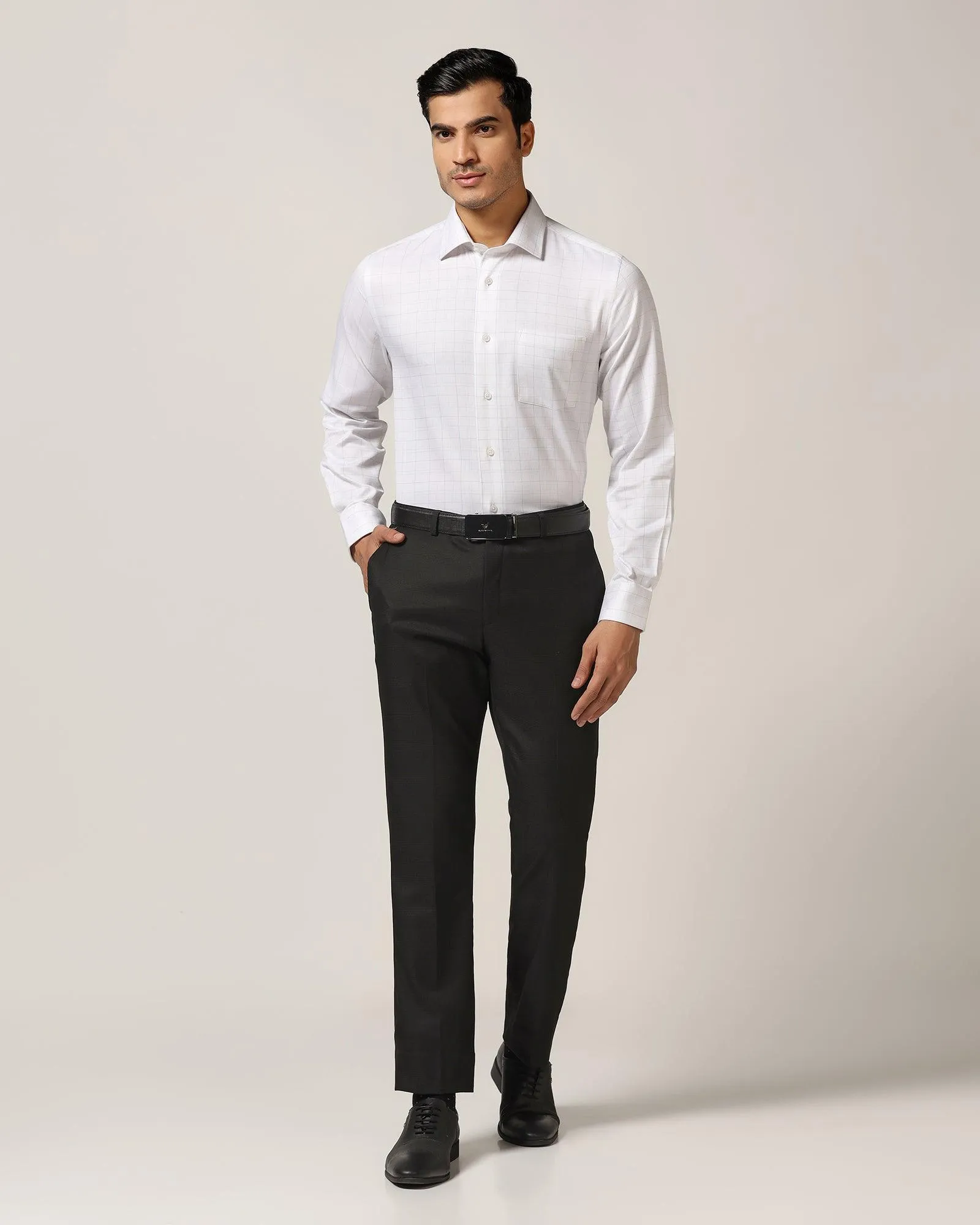 Slim Comfort B-95 Formal Black Check Trouser - Optimus Relax Mode