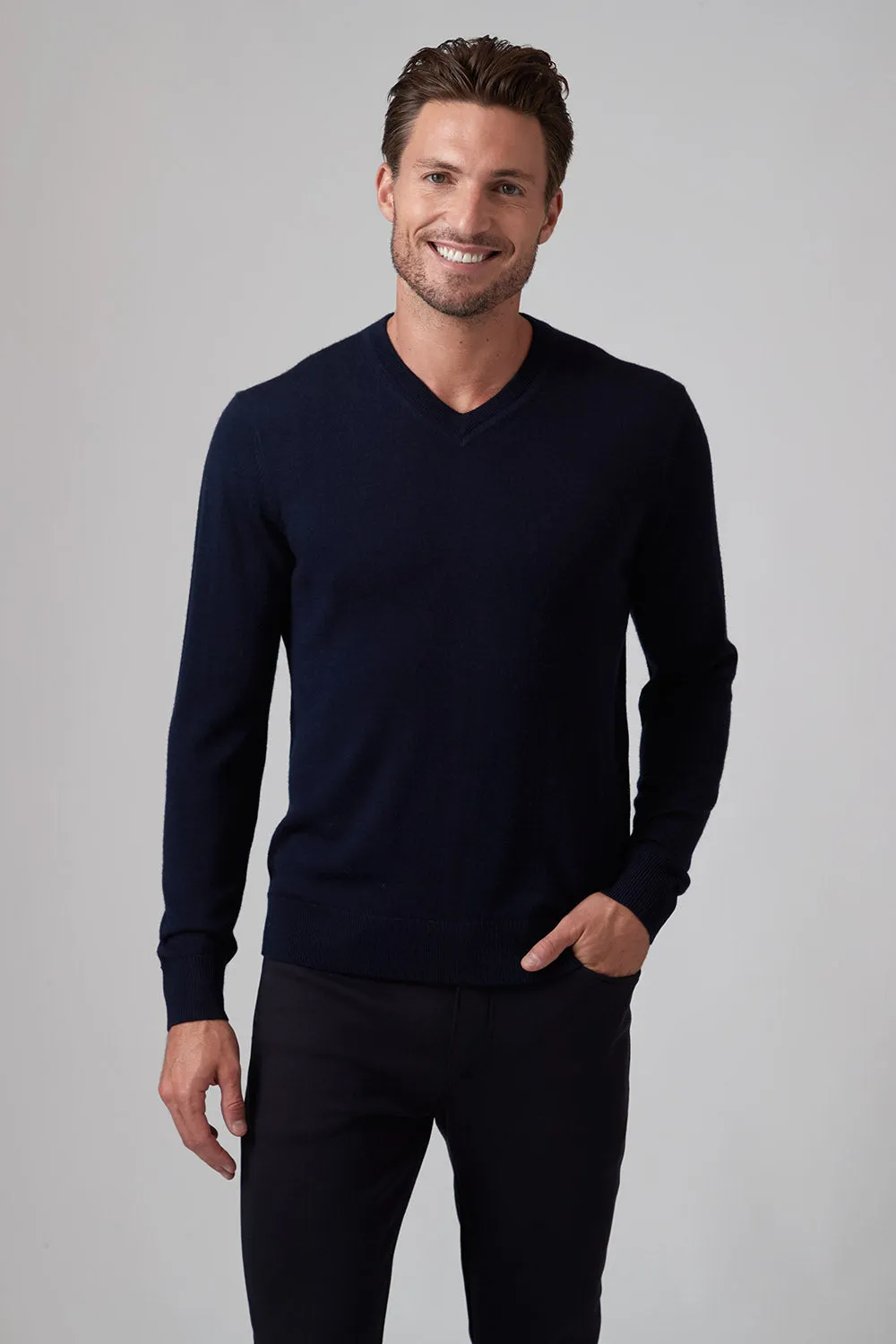 NonIrritating Merino V-neck - Midnight