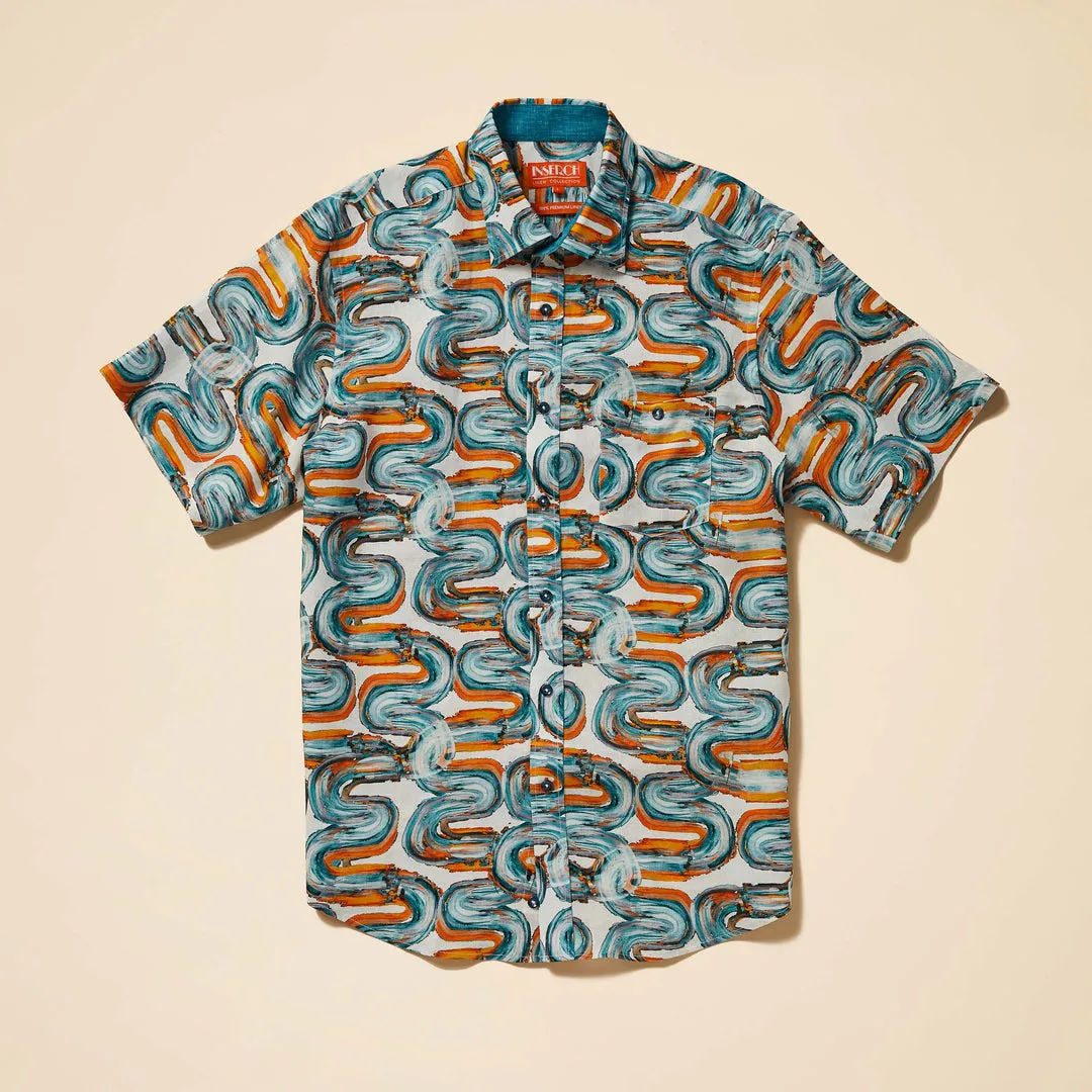 Cool Sweater Simple Fashion Inserch SS Optic Wave Linen Shirt SS7916-00183 Blue Mist