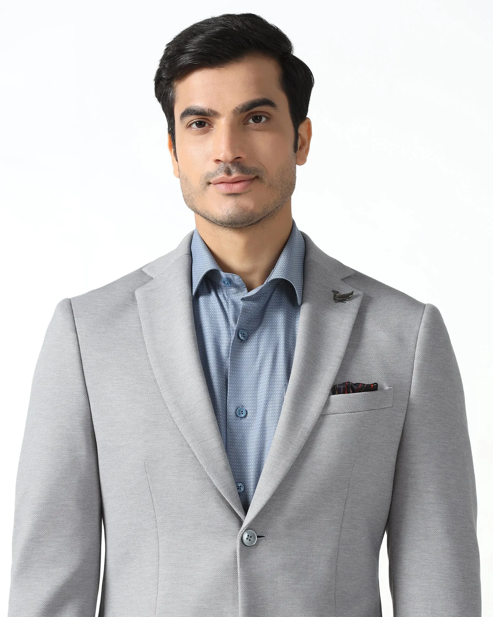 Windproof Thermal Shell Light Grey Textured Blazer - Walker