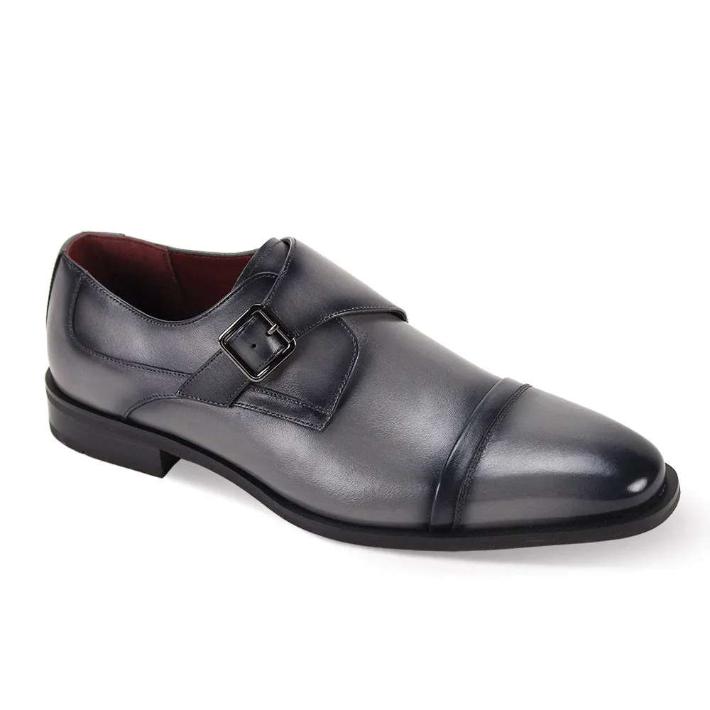 Regal Stride Grey Cap Toe Monk Strap Shoes ?C Genuine Leather Comfort arch Workout