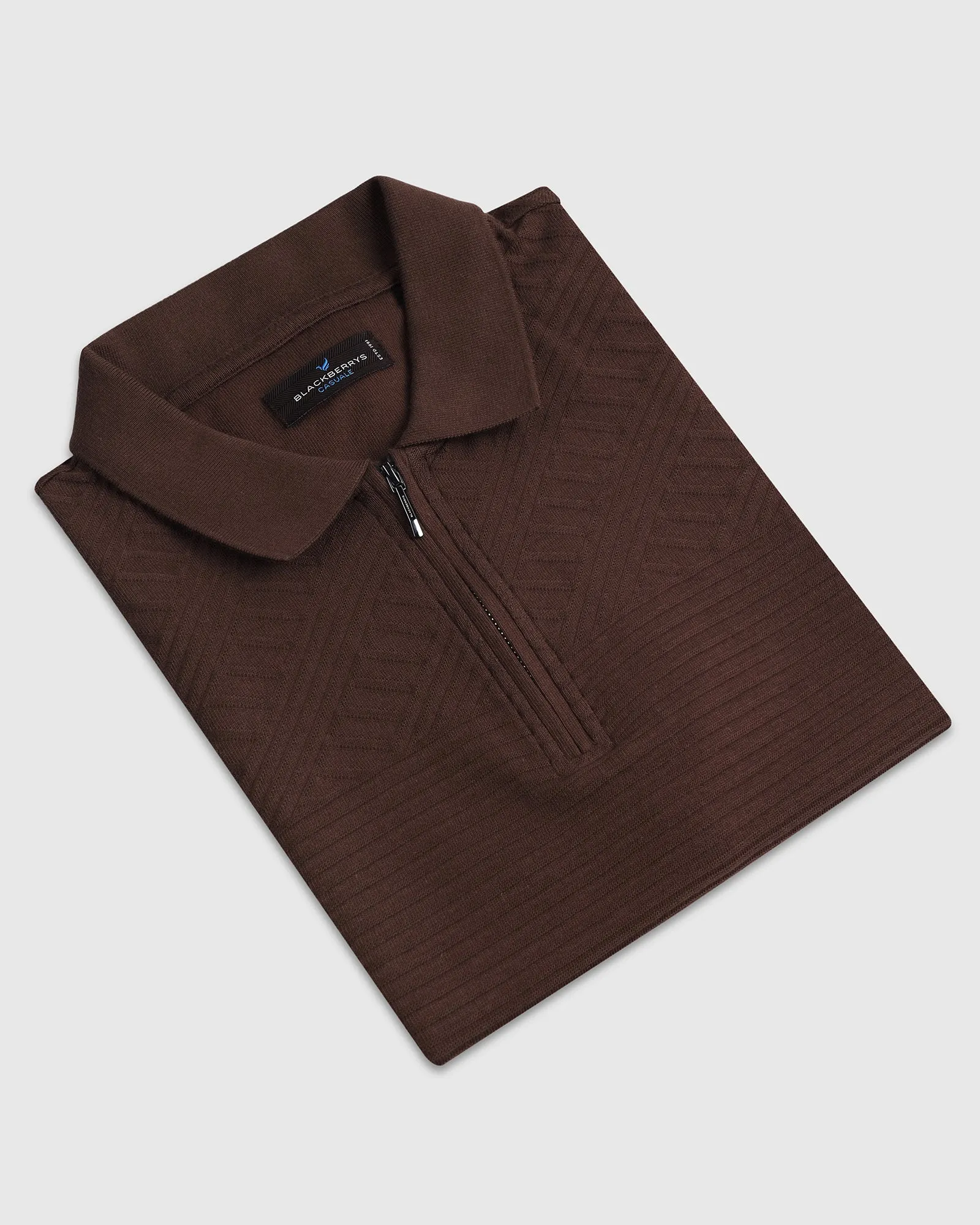 Cool Fit Business Lunch Dark Brown Textured Polo - Bourbon