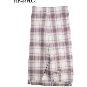 tech fabric Plaid Plum Flat Front Pants - SYM