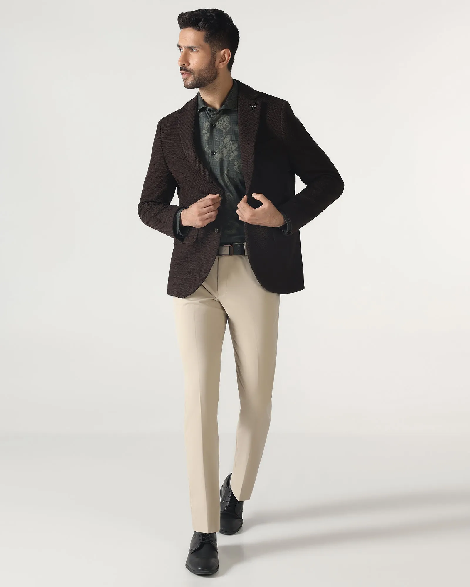 Water Repellent Coating Light Activated Cooling Chocolate Sauce Textured Blazer - Campari