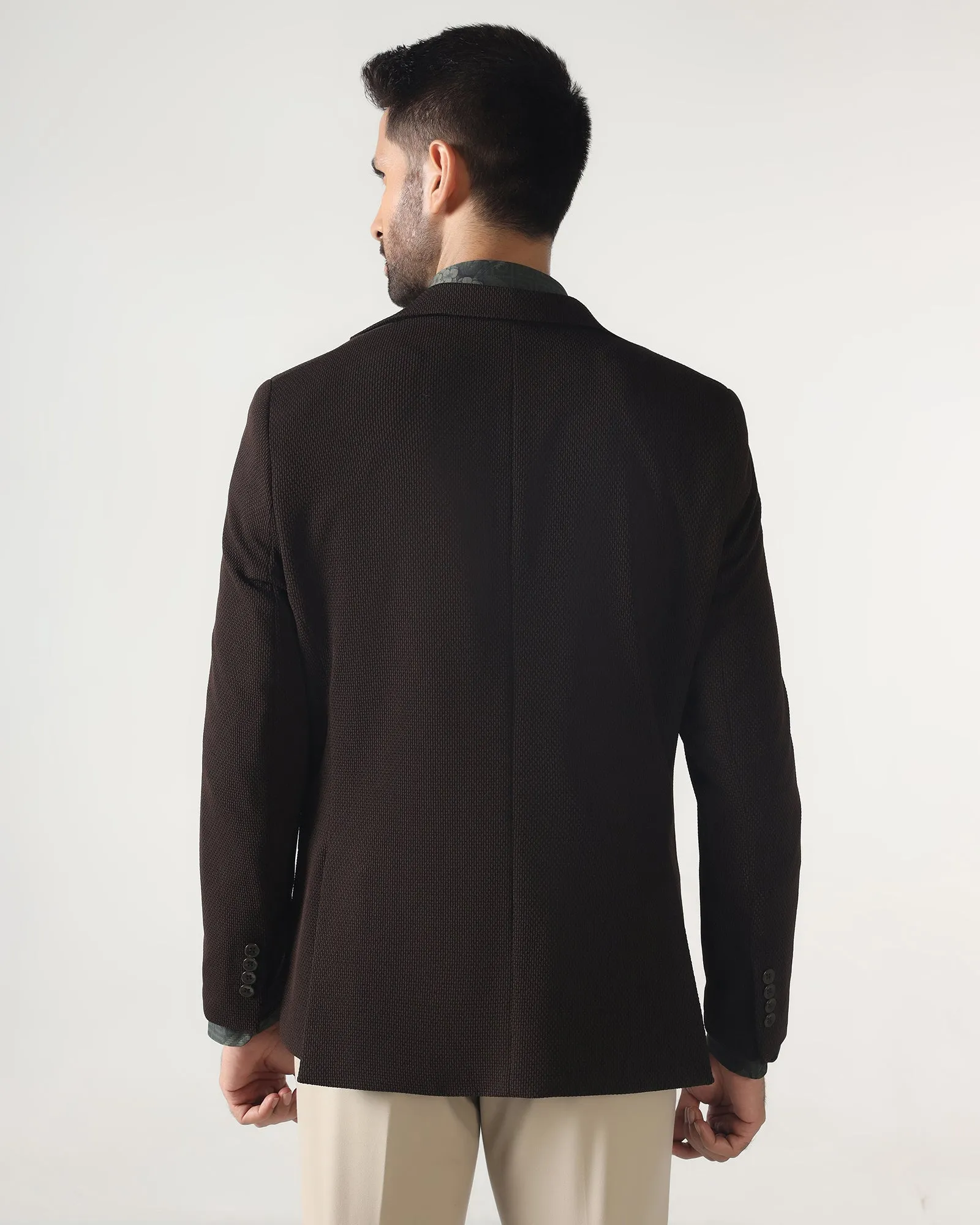 CompressionResistant Chocolate Sauce Textured Blazer - Campari