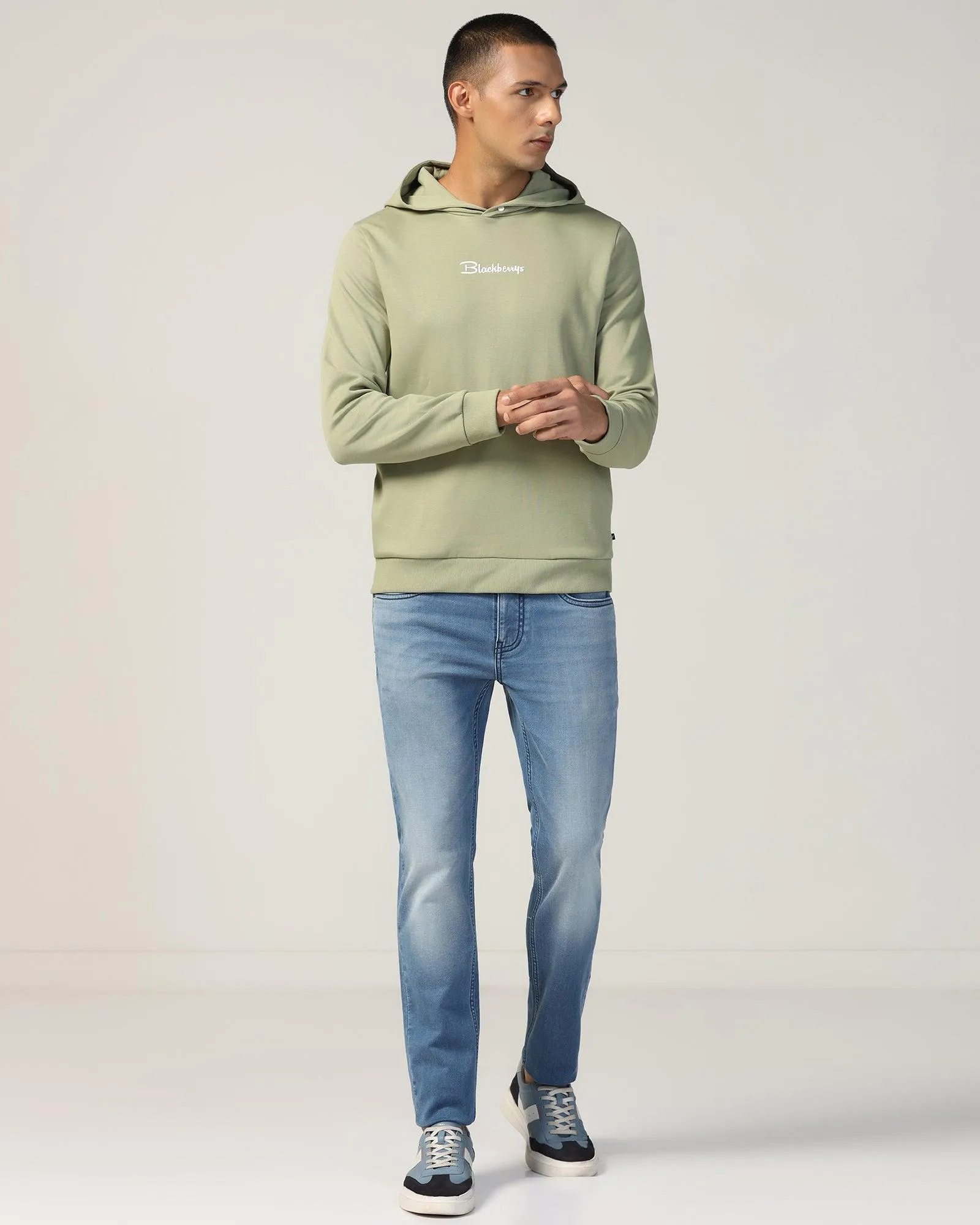 Vintage Style Hoodie Oil Green Solid Sweatshirt - Snape