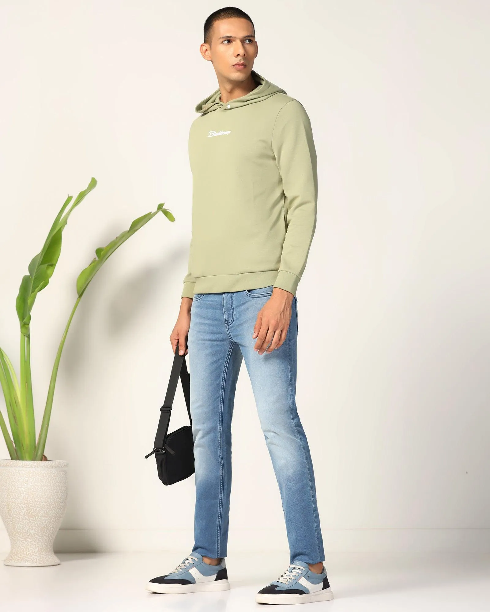 DoubleStitchReinforcement Hoodie Oil Green Solid Sweatshirt - Snape