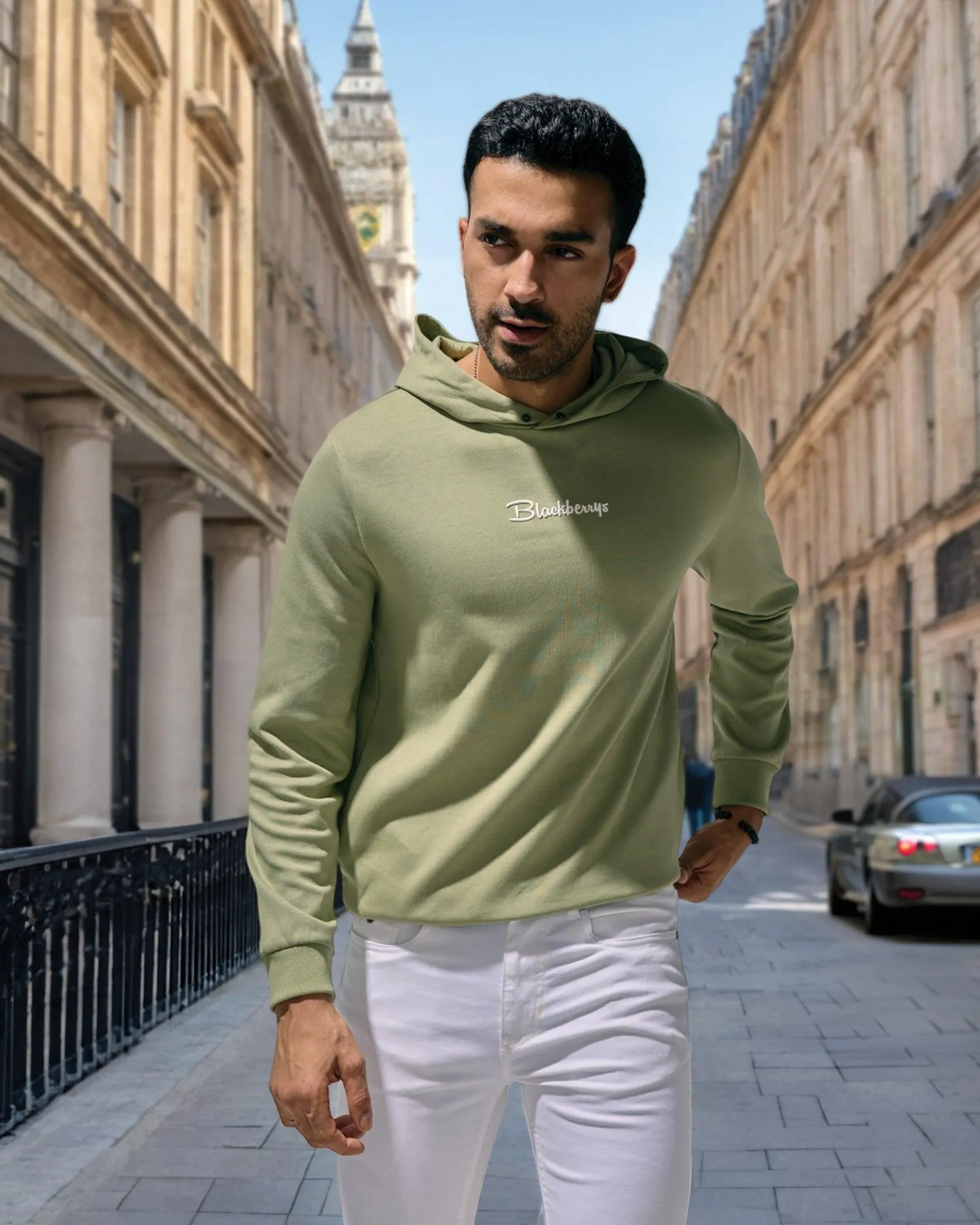 Cool Hooded Jacket Hoodie Oil Green Solid Sweatshirt - Snape