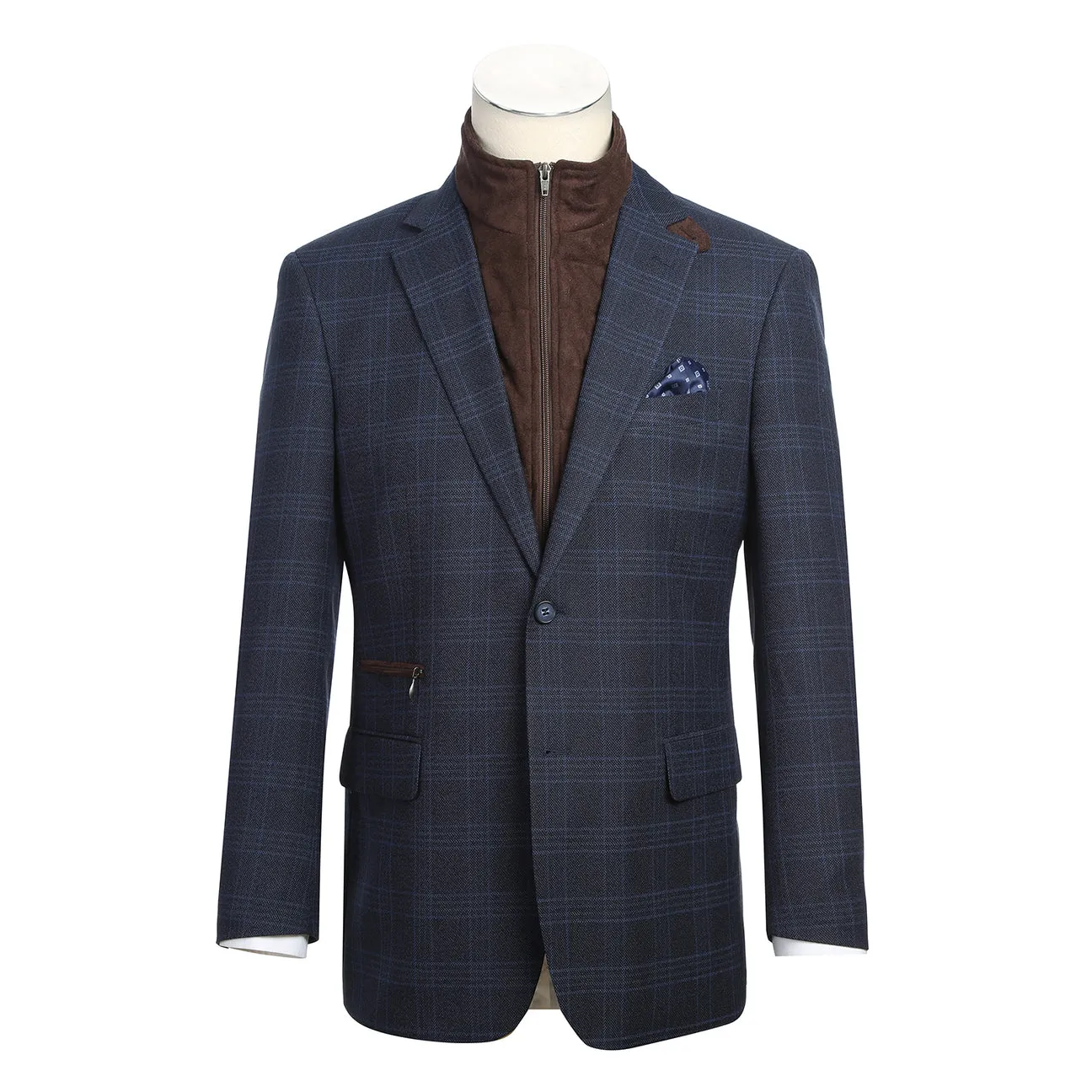 Odor Resistant Tech Alessandro Vitello by Renoir Classic Fit Bib Blue Blazer 294-34