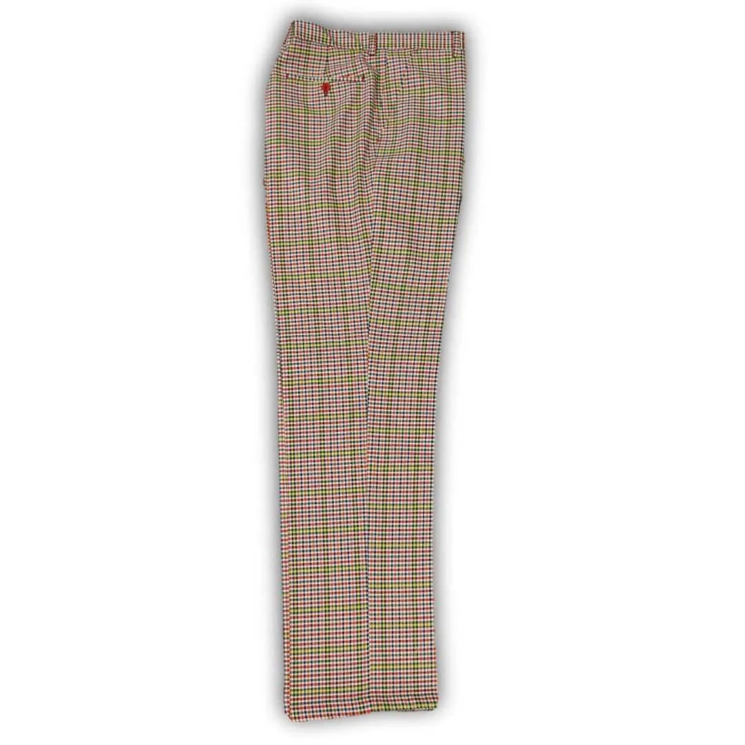 Functional Comfort Street Utility Plaid Houndstooth Red Green Yellow White Pants