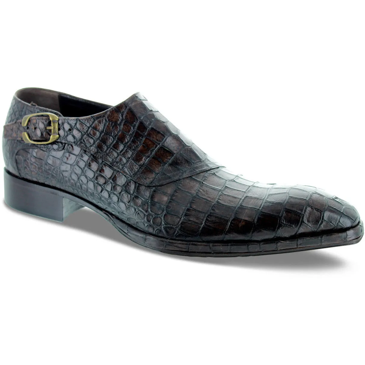 Jo Ghost Brown Gator Print Monk Strap Louisiana Baby Loafer Special Day