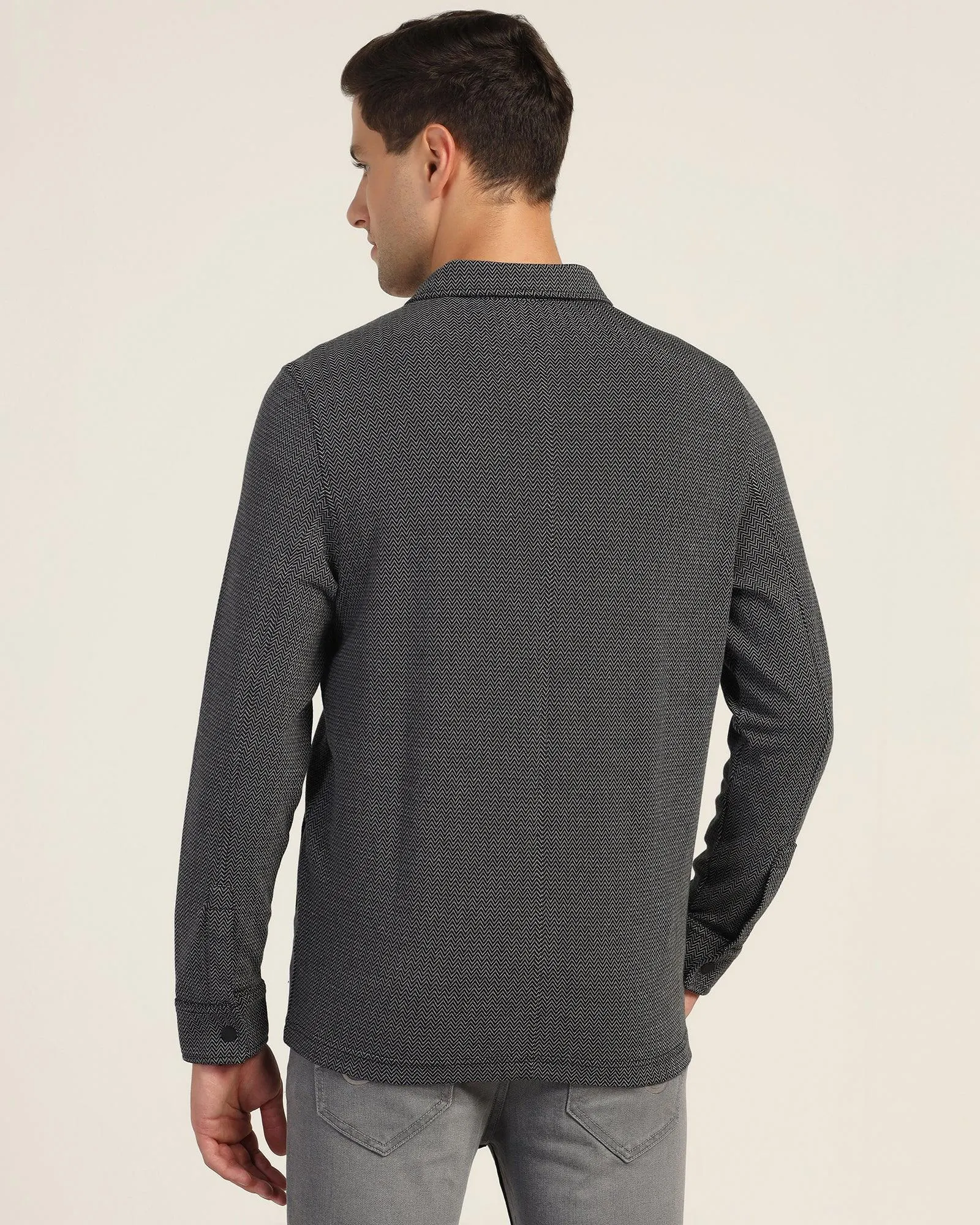 Polo Black Structure Sweatshirt - Herring TaglessNeckline RollUp Sleeves