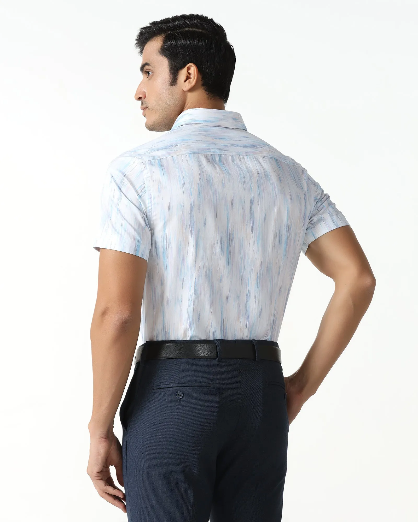 White Half Sleeve Printed Shirt - Siena Ethical production