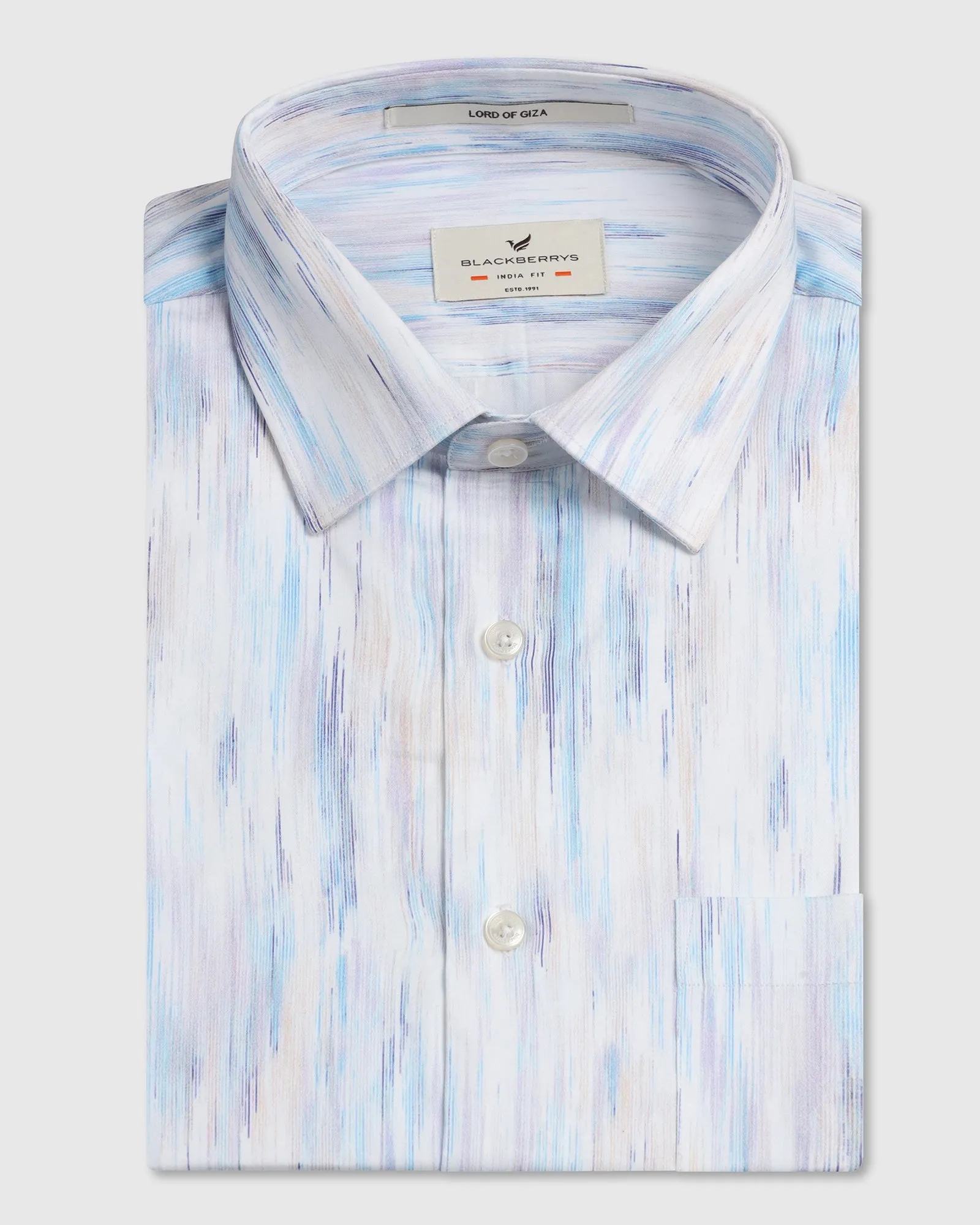 White Half Sleeve Printed Shirt - Siena Tailored Silhouette