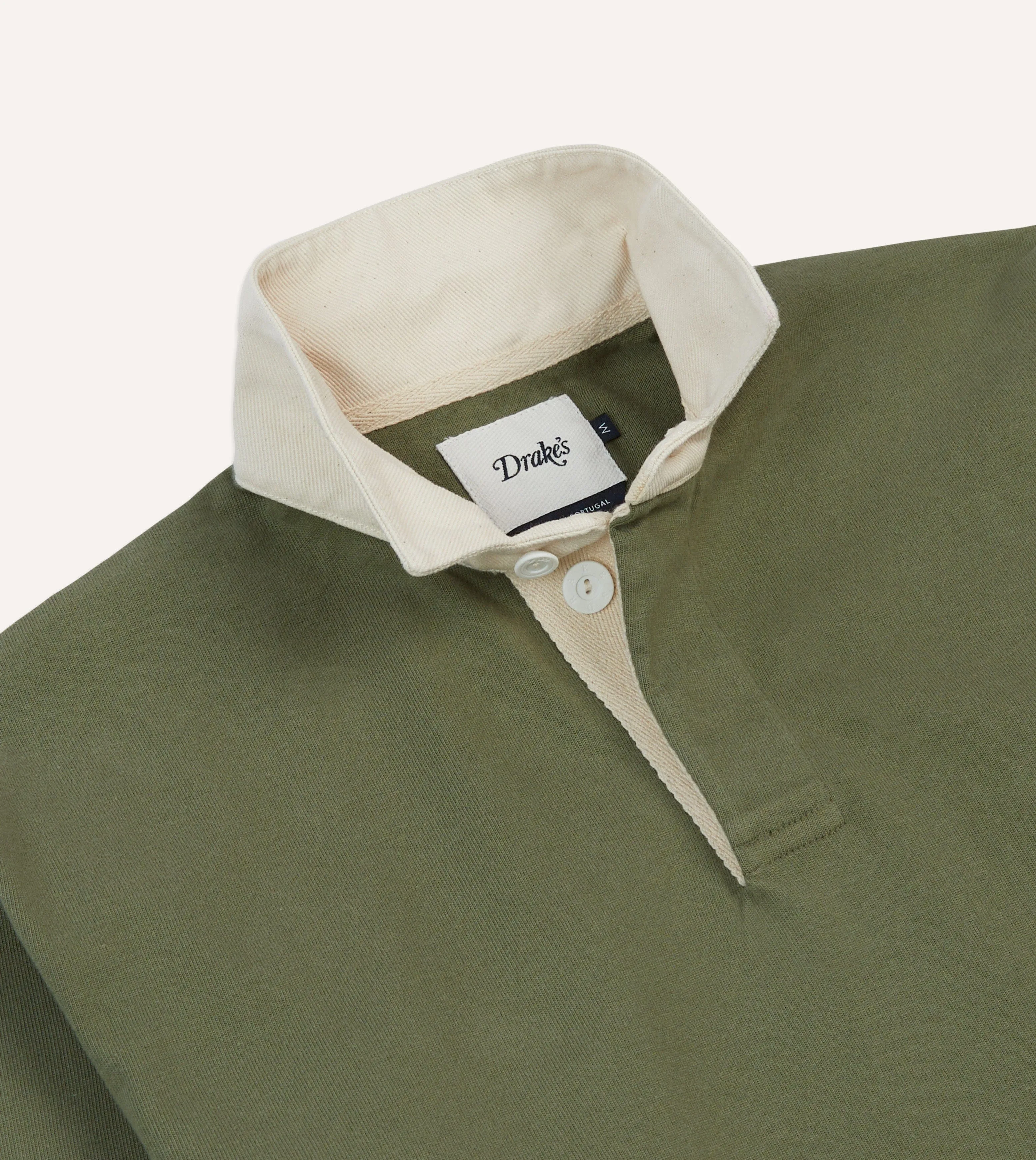 Khaki, Burgundy and Ecru Half Striped Cotton Rugby Shirt Casual Wear