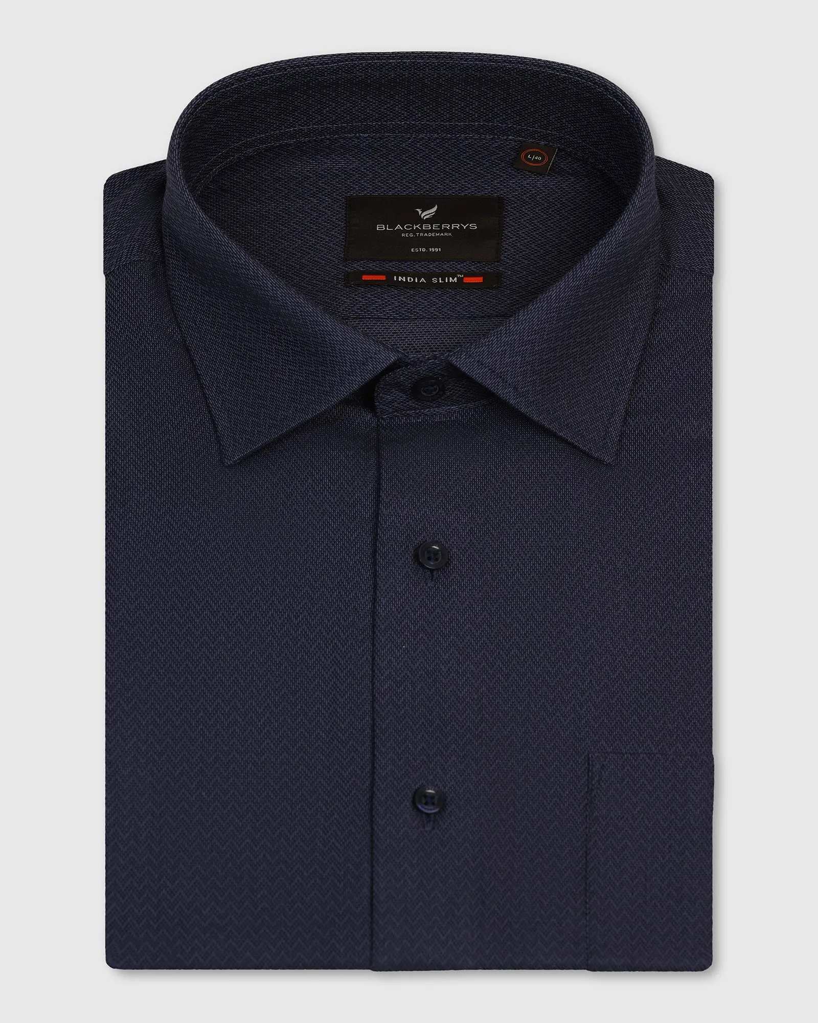 Reinforced Elasticity Formal Navy Textured Shirt - Lotto