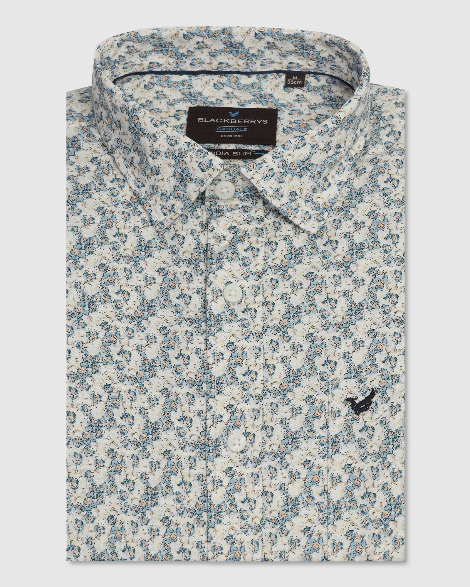 Casual Blue Printed Shirt - Ryder Textured Finish