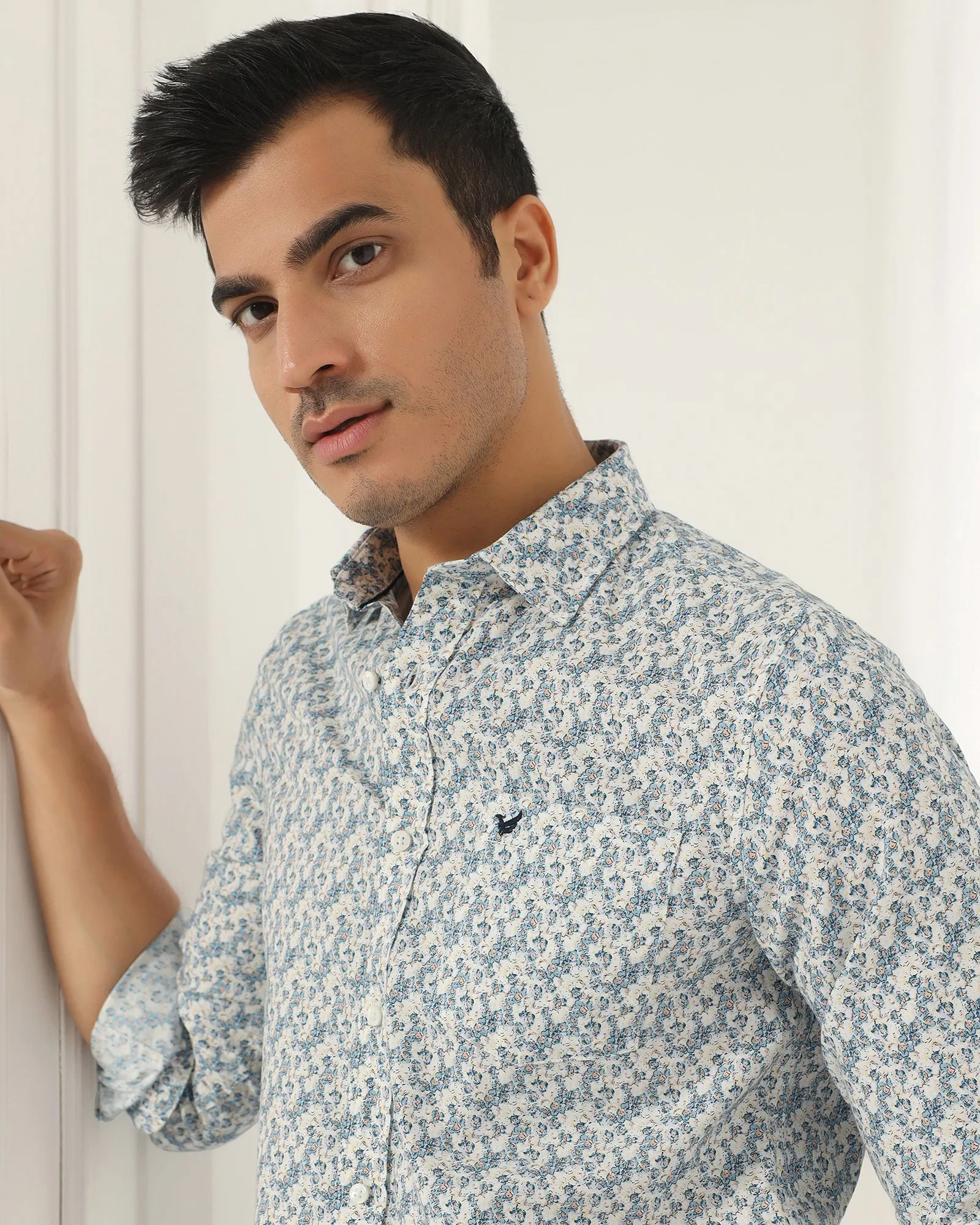 Casual Blue Printed Shirt - Ryder All-day Comfort