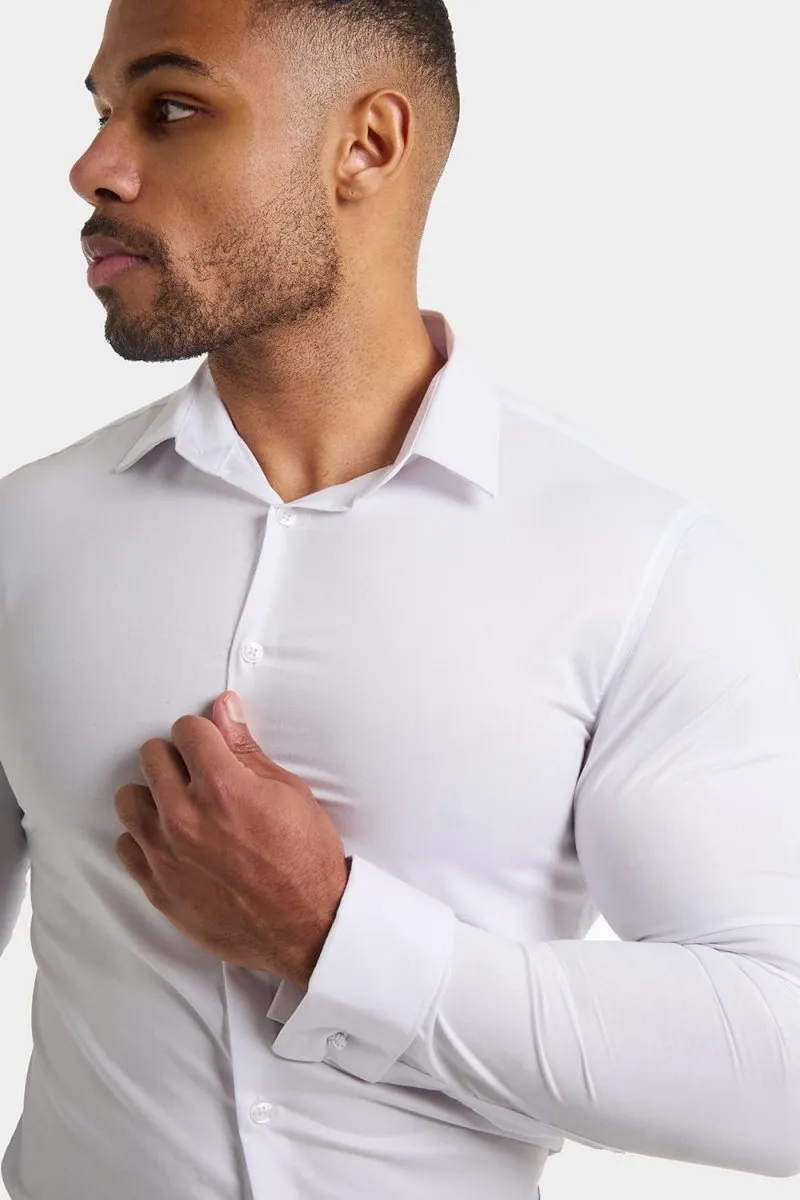 Inner Layer Plus Size Fit Double Cuff Shirt in White