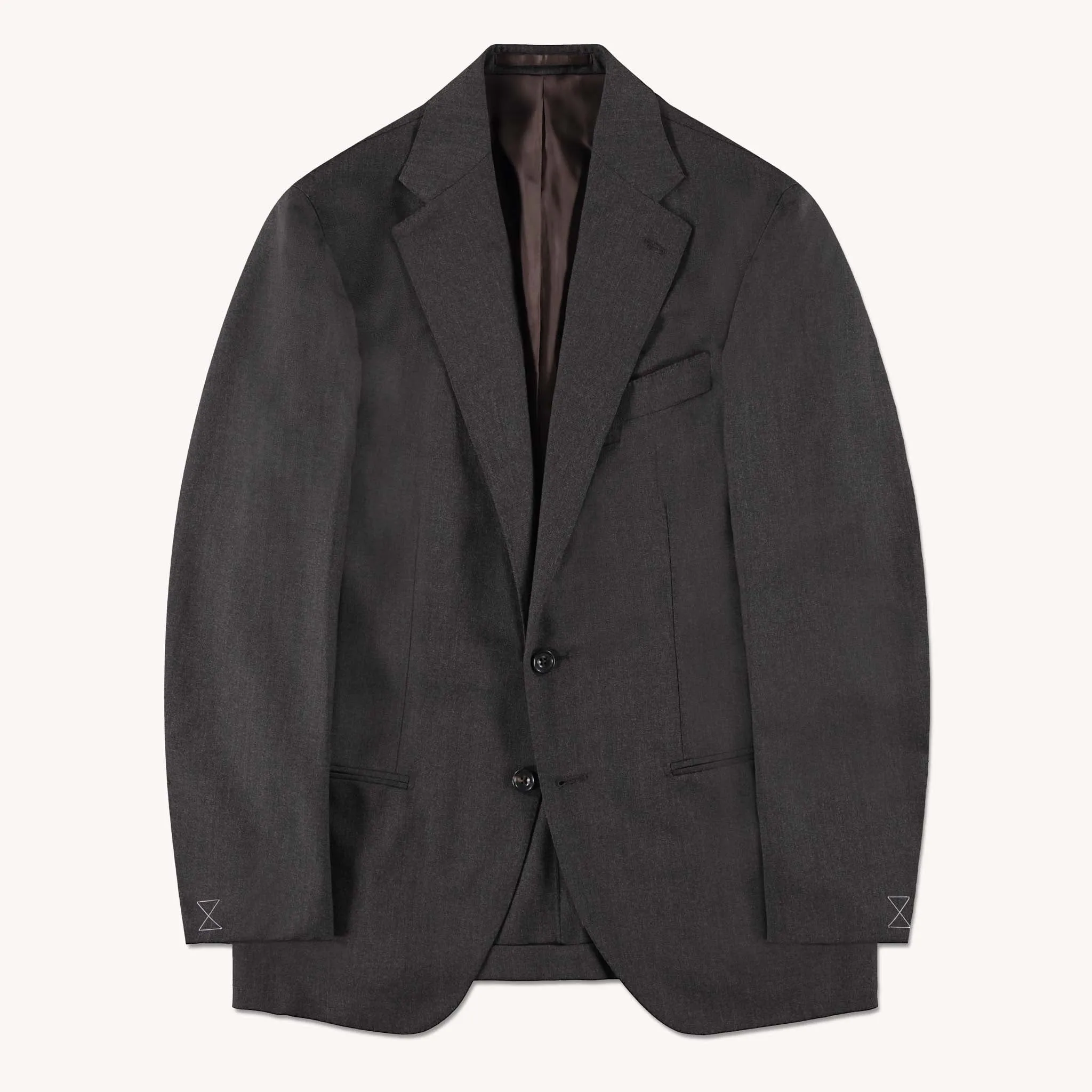 Char-Brown High Twist Single Breasted Waverly Suit Light Padding Easy Movement Cut