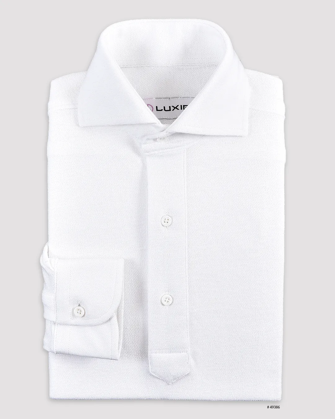 Reinforced Stitching Soft Collar Construction Pure White Linen TShirt