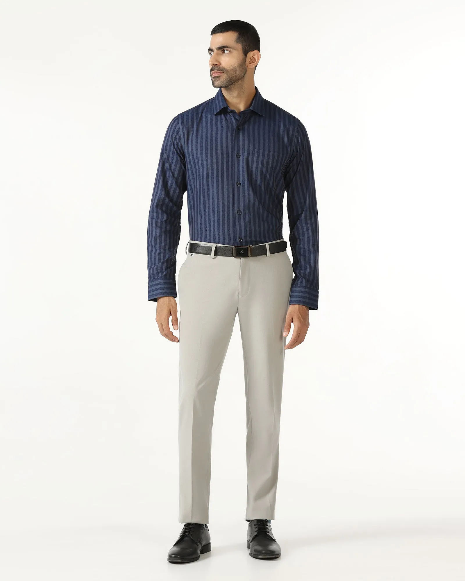 V-Neck Navy Stripe Shirt - Refute