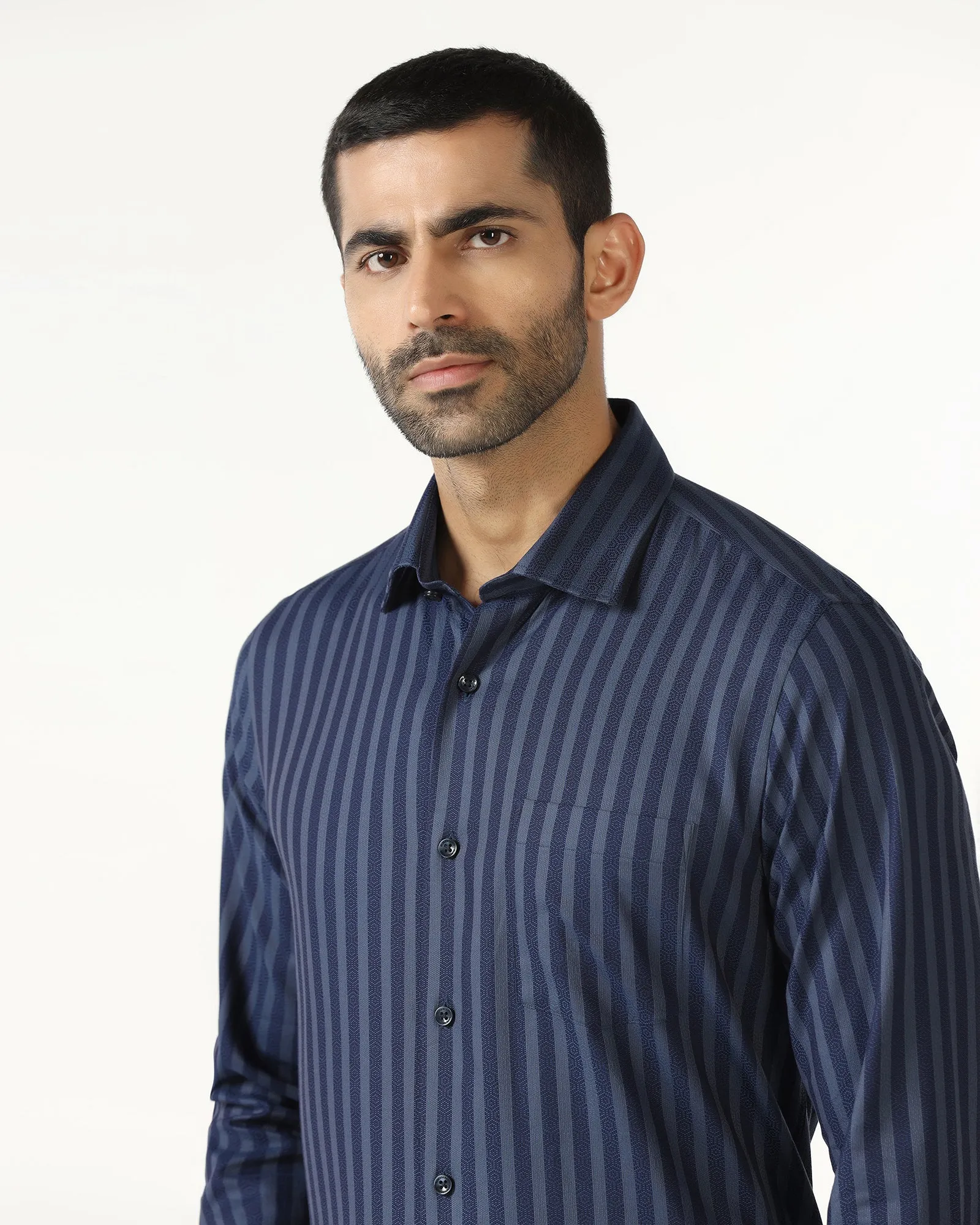 Organic Cotton Anti-static Navy Stripe Shirt - Refute