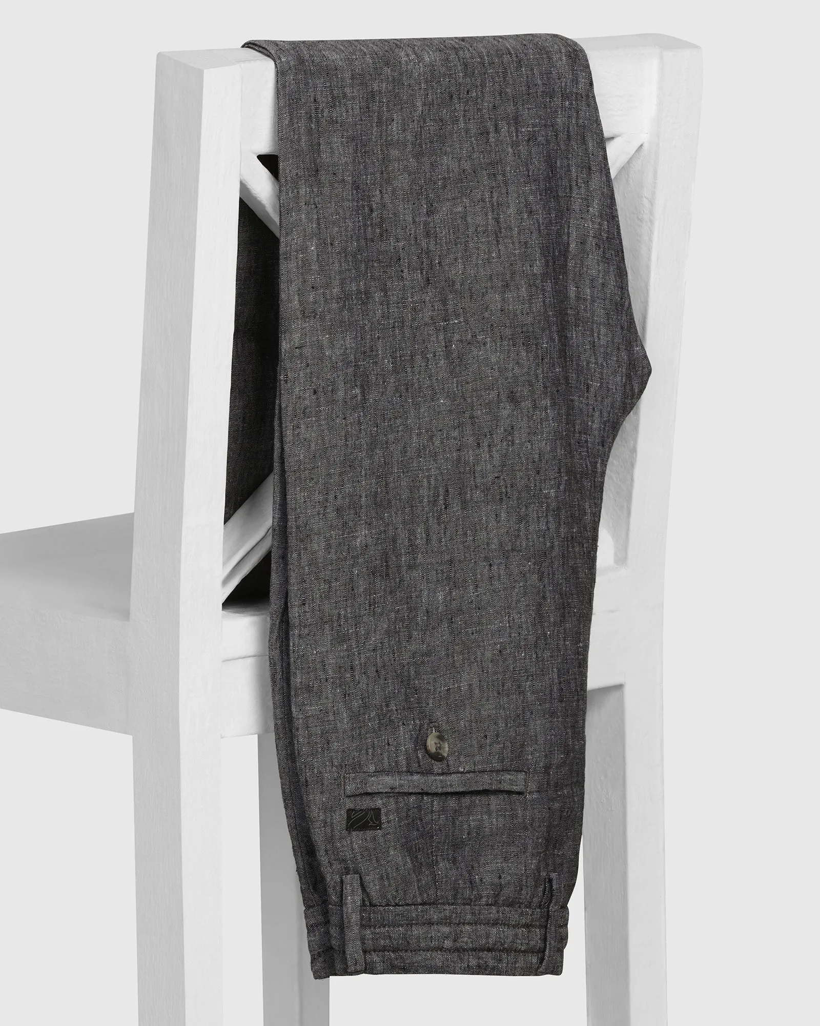 Lightweight Layer Linen Slim Comfort B-95 Casual Charcoal Solid Khakis - Chales