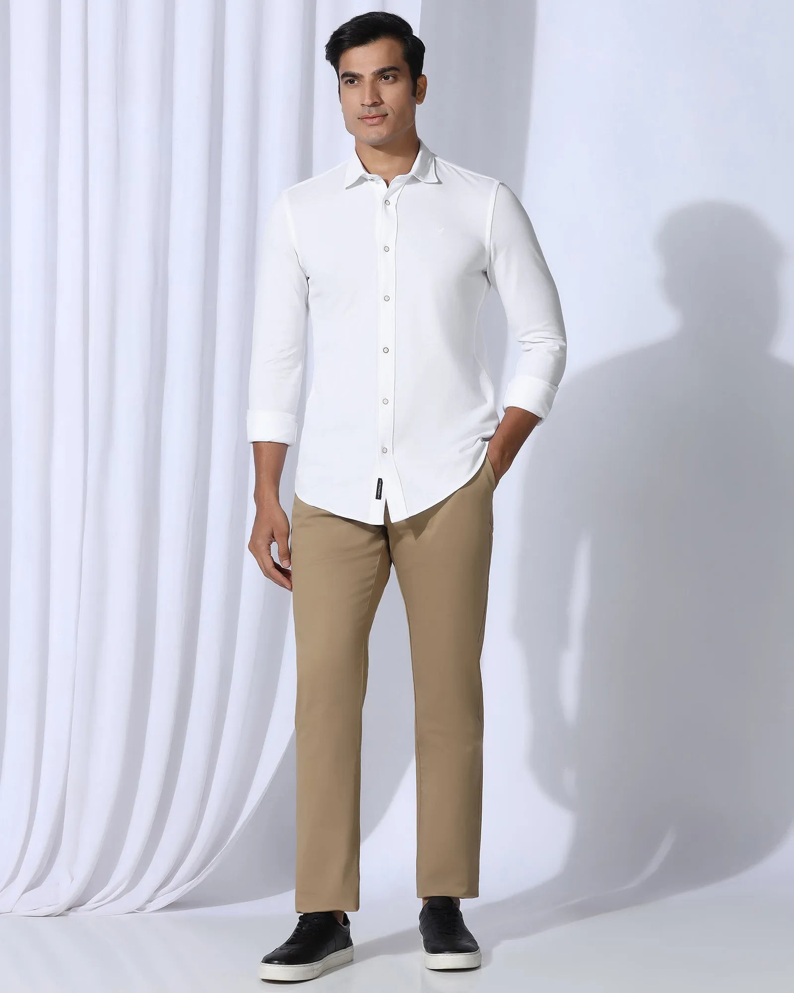 Moisture Wicking Layer Stylish Design Casual White Solid Shirt - Pelantos