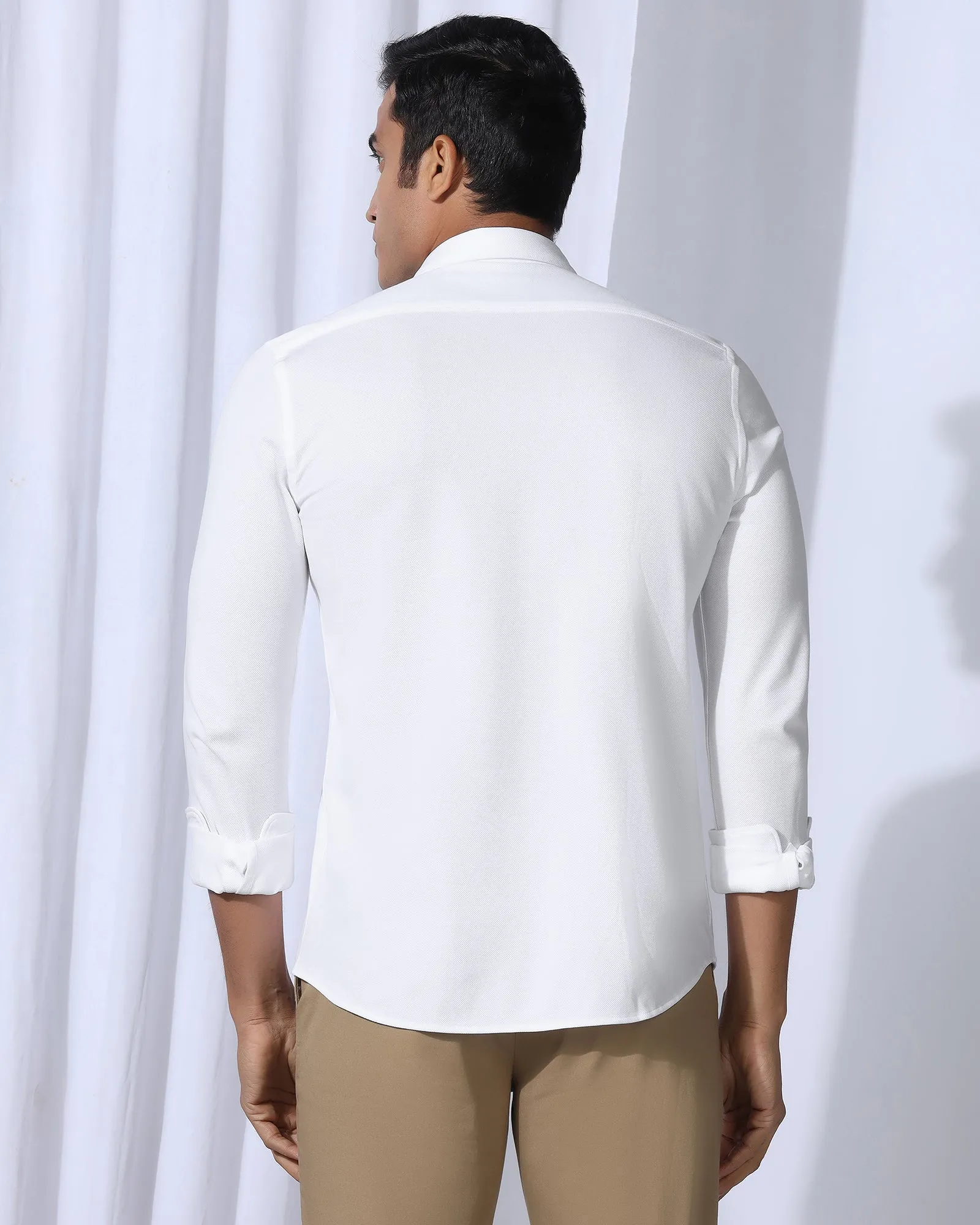 UV Protection Abrasion Resistant Edges Casual White Solid Shirt - Pelantos