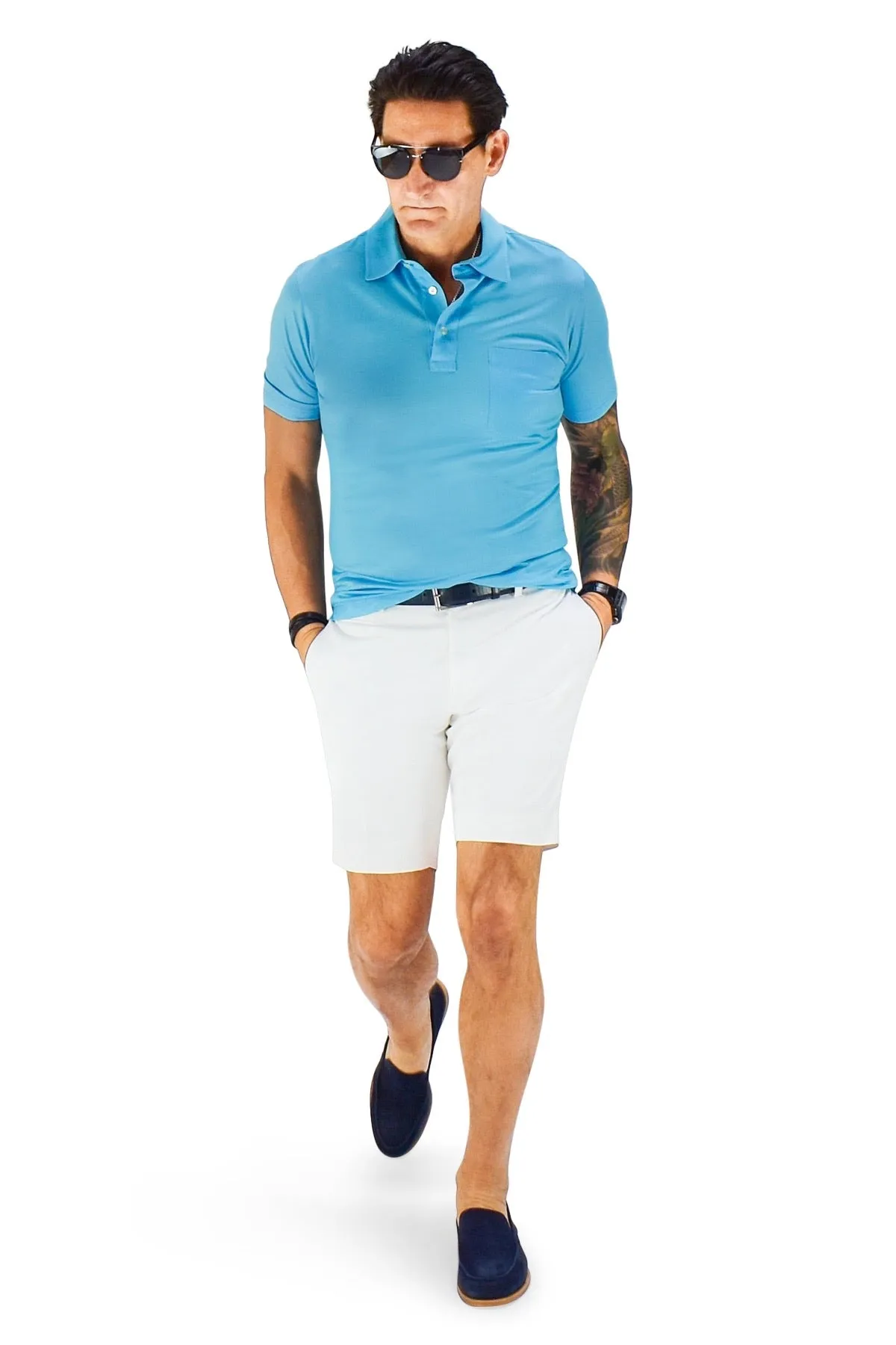 David August White Cotton Shorts - Cut-to-Order Fade Resistant Dye Value for Money