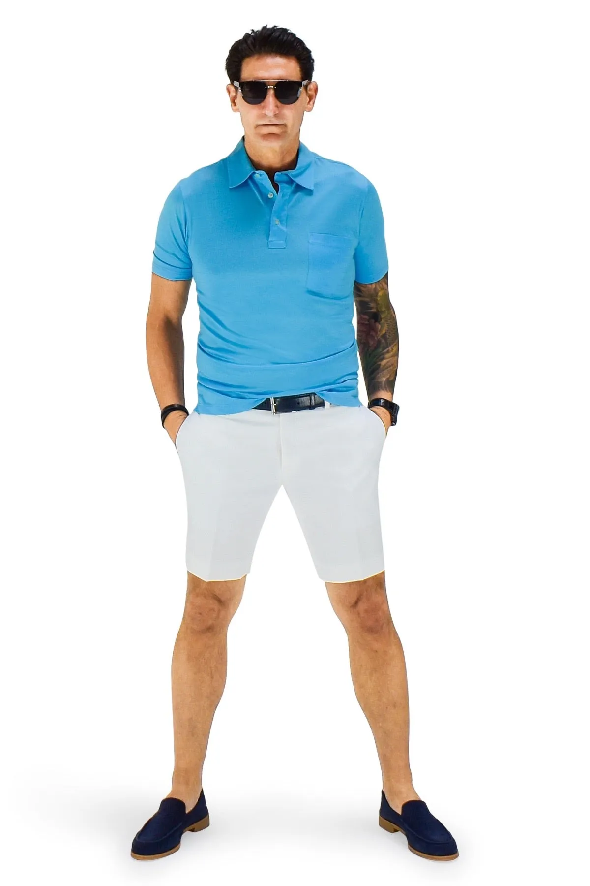 Breathable Liner Lounge Wear David August White Cotton Shorts - Cut-to-Order