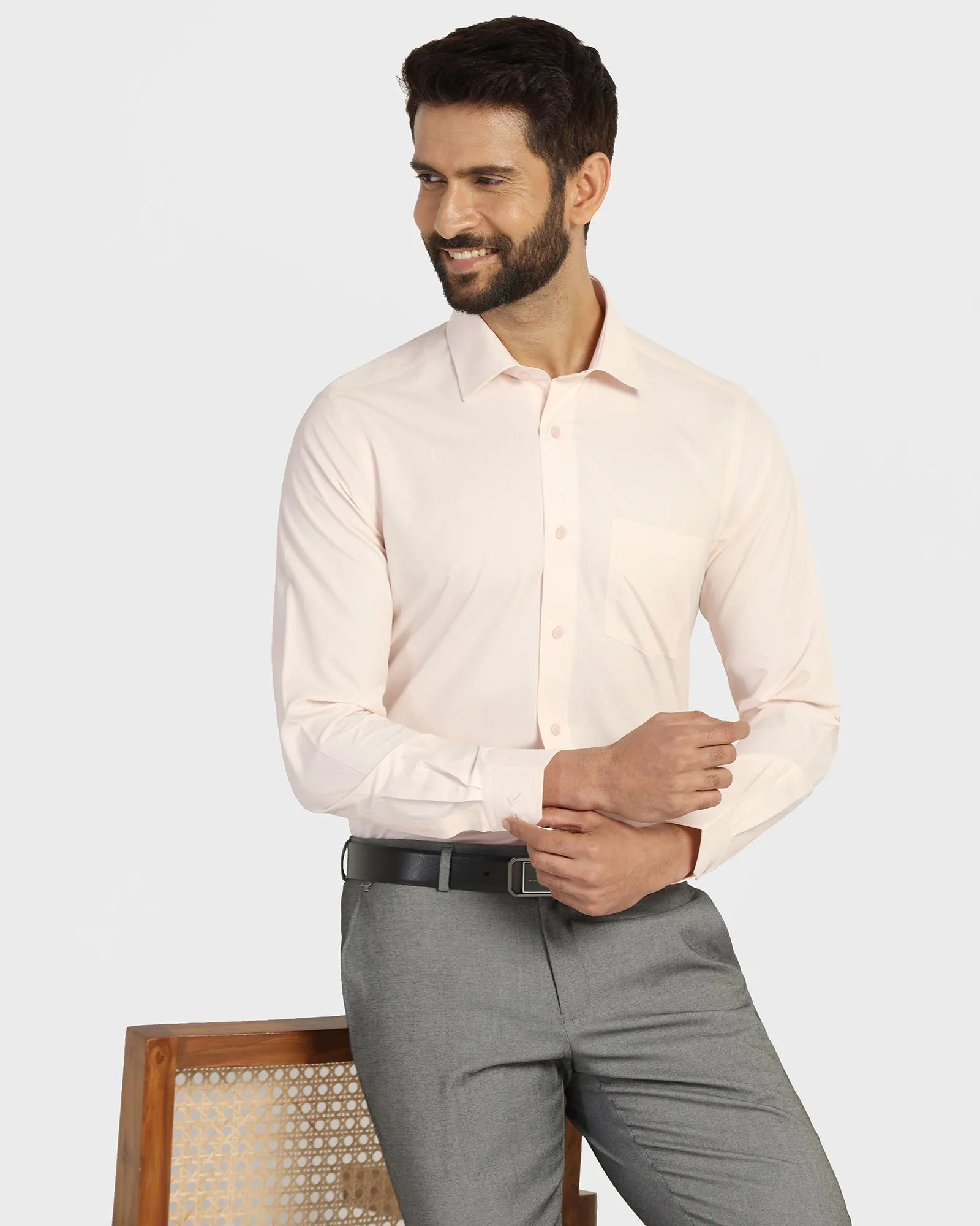hypoallergenic Non Iron Formal Peach Stripe Shirt - Wagon