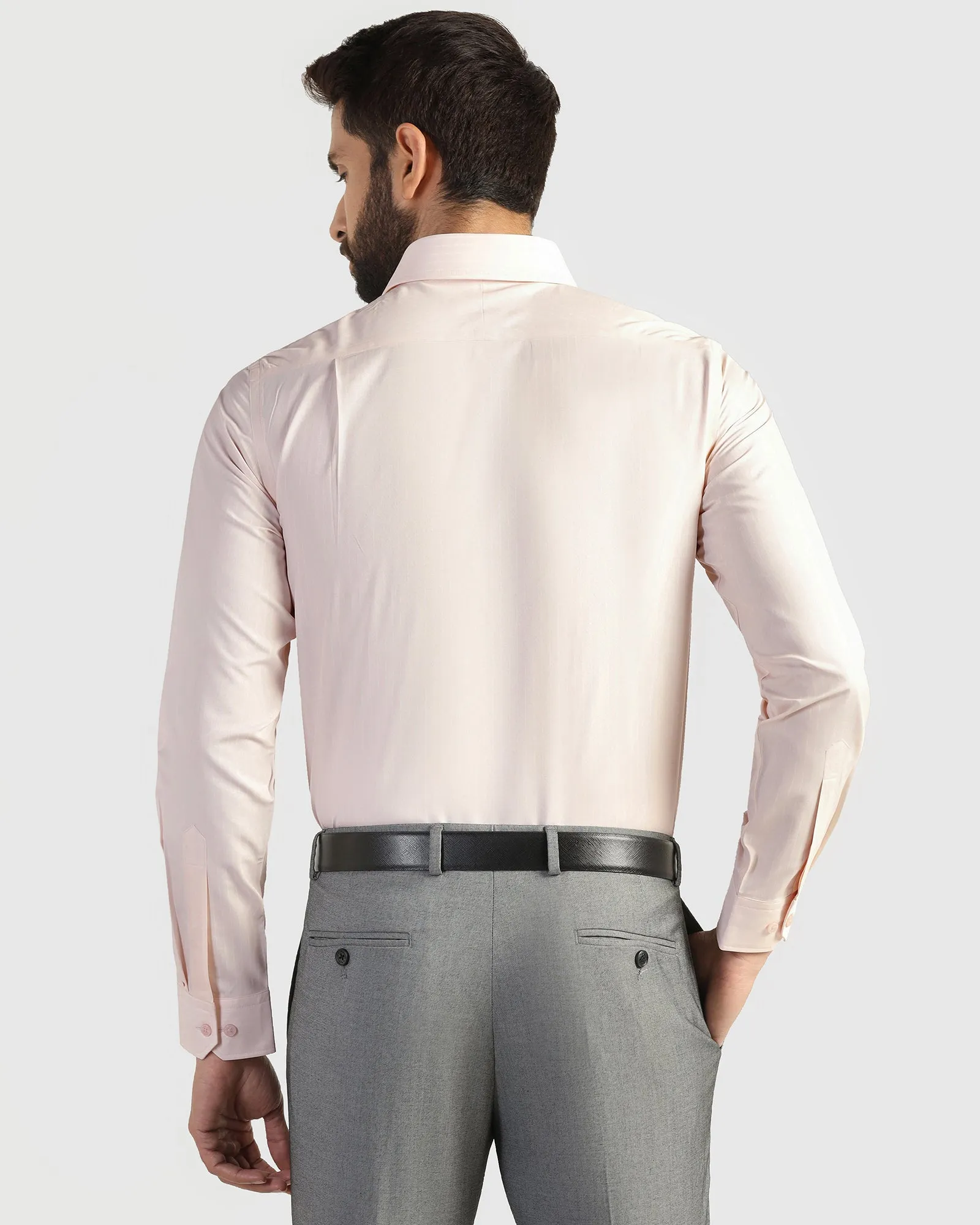 Non Restrictive Armhole Non Iron Formal Peach Stripe Shirt - Wagon