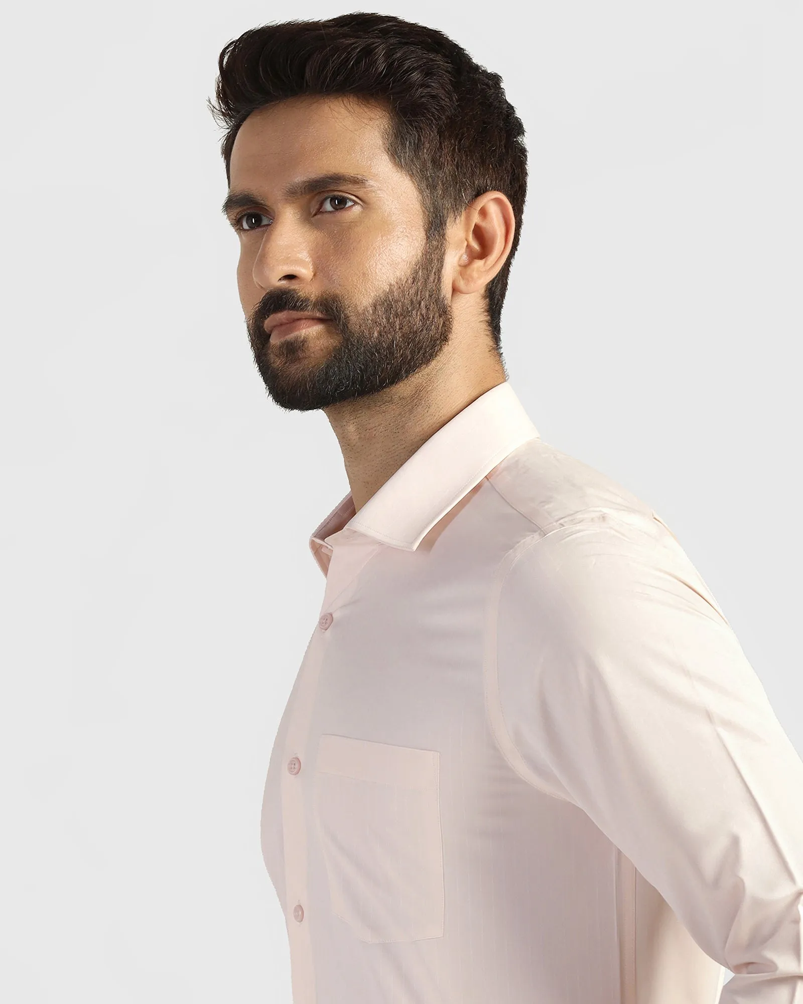 Comfortable fit Non Iron Formal Peach Stripe Shirt - Wagon