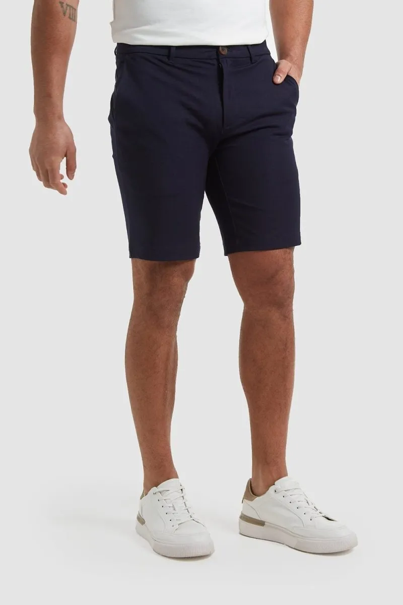 Athletic Fit Chino Shorts in Navy Linen shorts