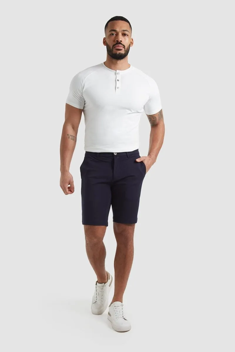 Athletic Fit Chino Shorts in Navy Comfort Movement Active Performance