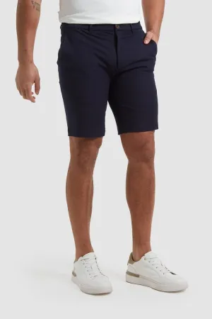 Athletic Fit Chino Shorts in Navy Linen shorts