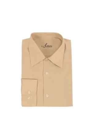 ARTURO Modern Fit Long Sleeve Tan Dress Shirt (4X to 6X) Gym Companion Non Irritating Tags