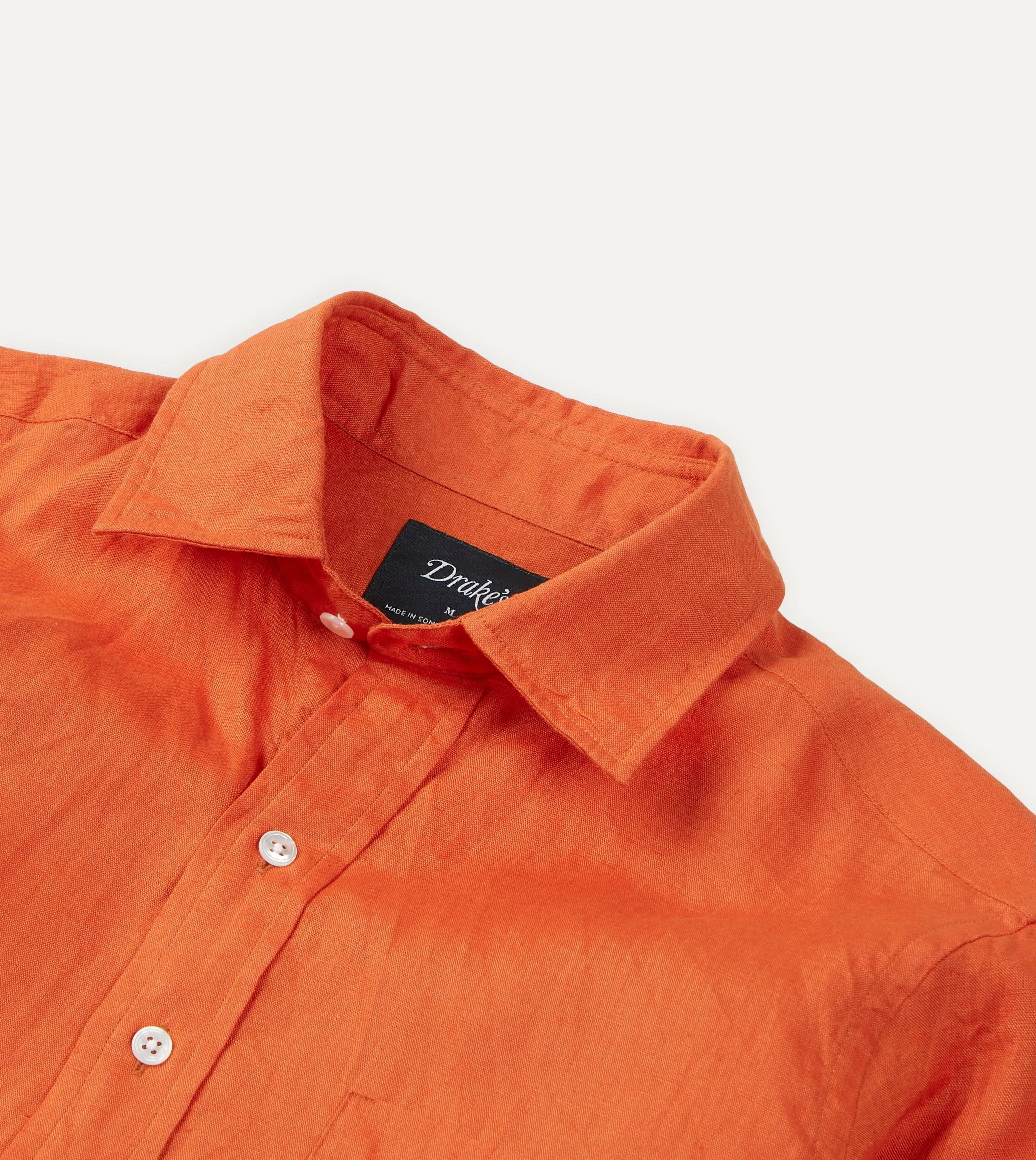 Ruffle Edge Orange Linen Spread Collar Shirt